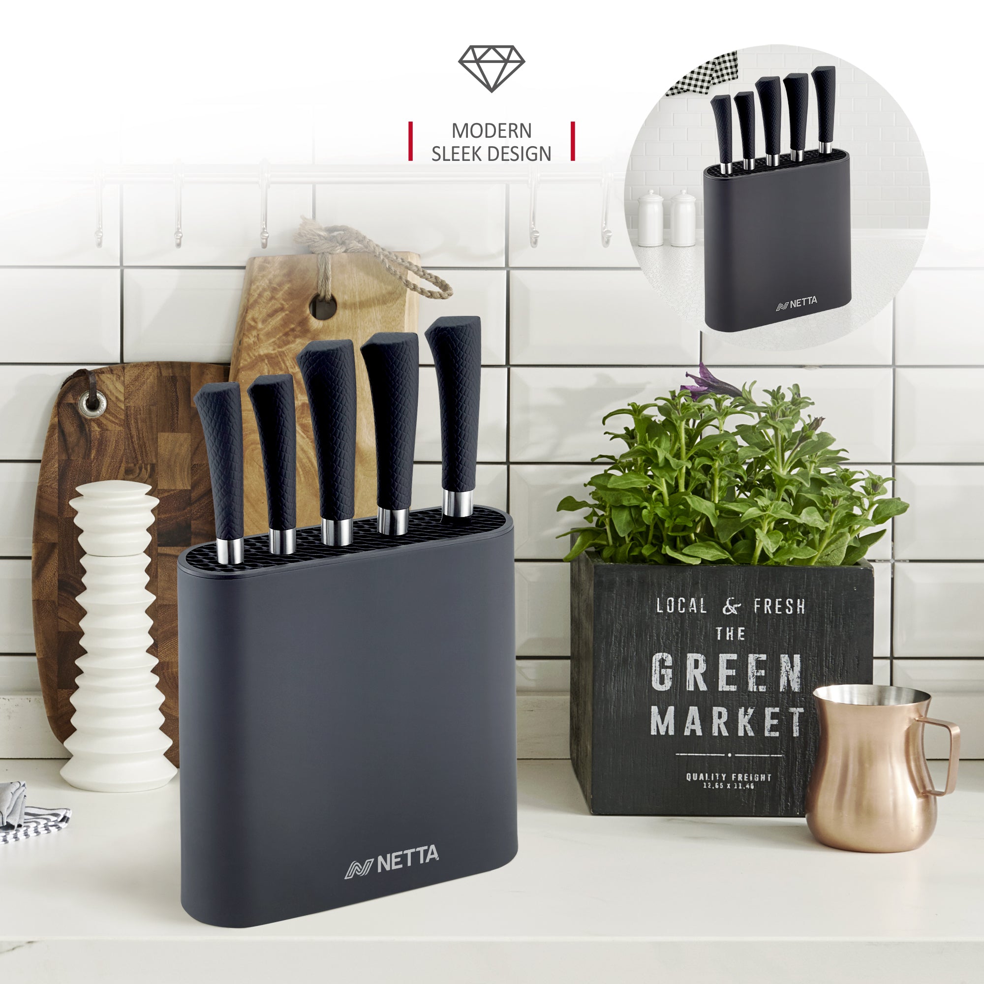 NETTA 6 Piece Knife Set With Block