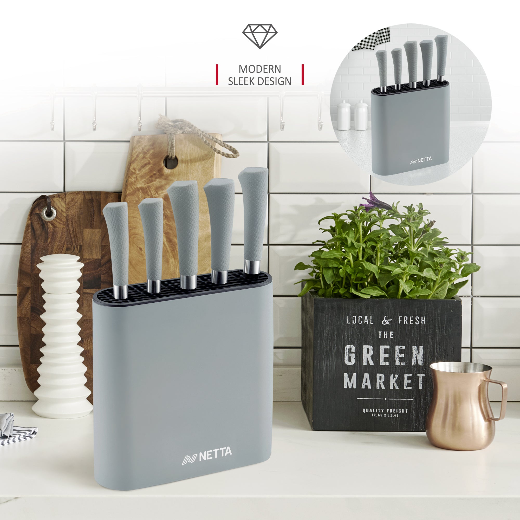 NETTA 6 Piece Knife Set With Block