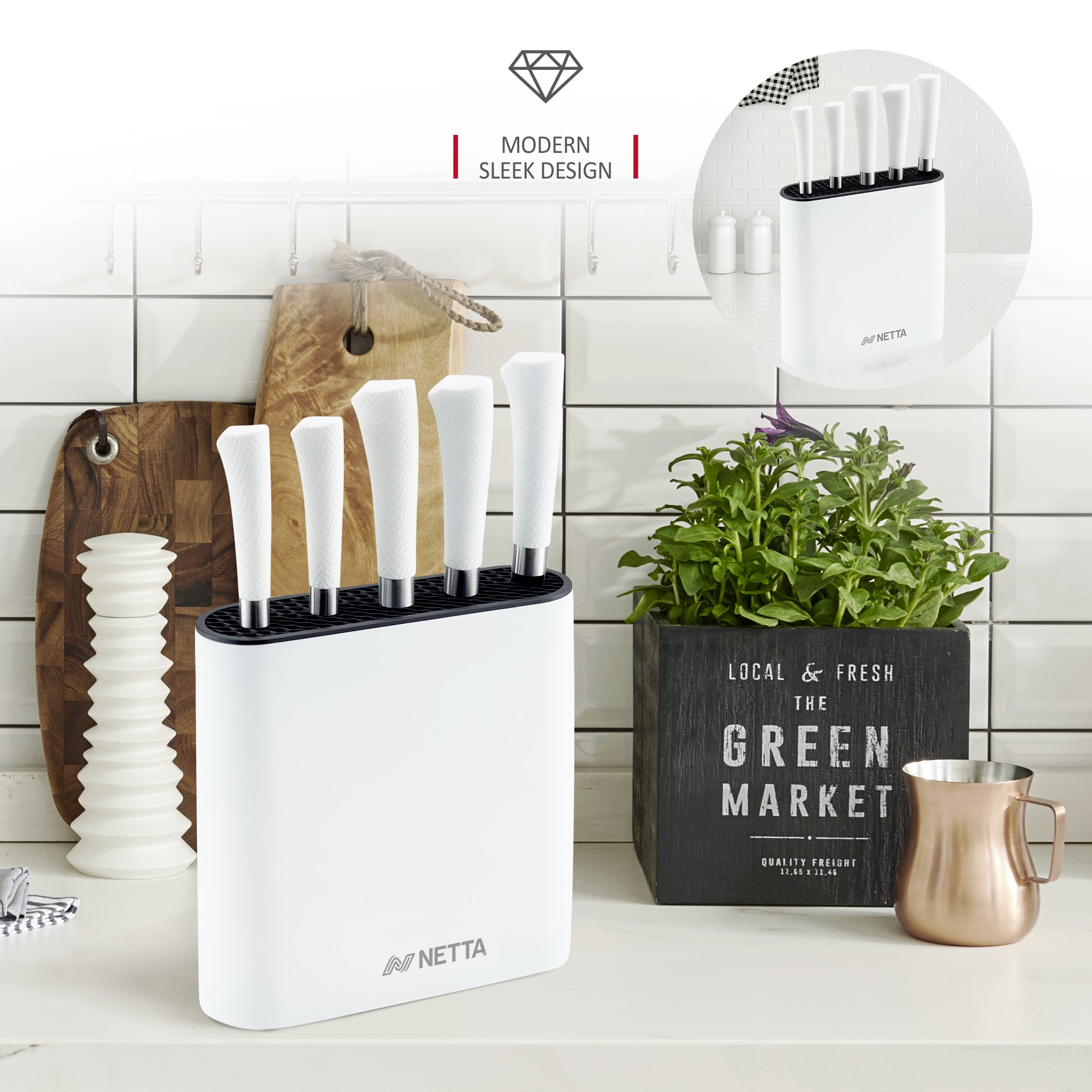 NETTA 6 Piece Knife Set With Block