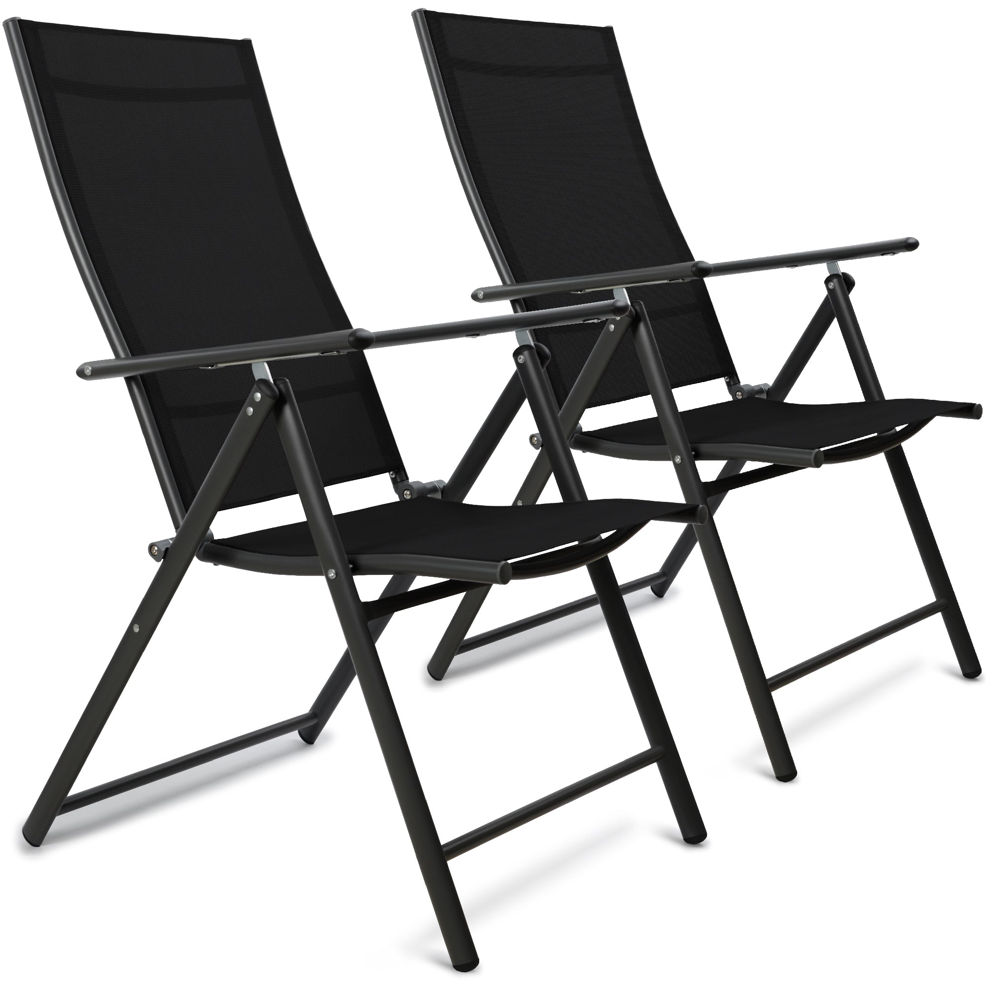 SUNMER Set of 2 Folding Garden Chairs with 7 Reclining Positions