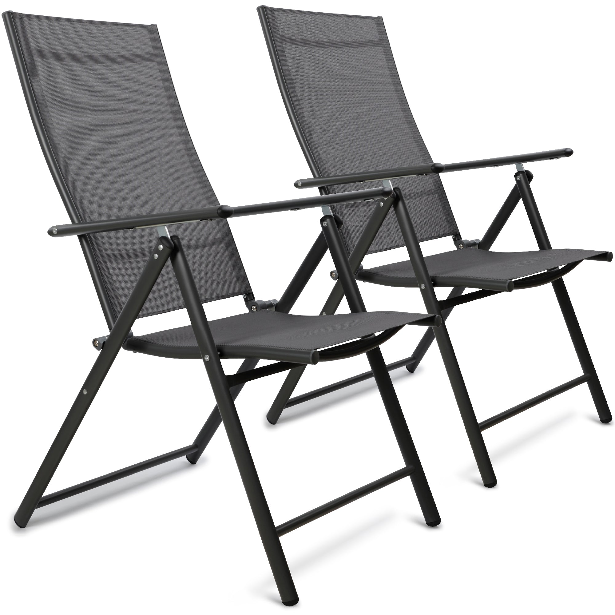SUNMER Set of 2 Folding Garden Chairs with 7 Reclining Positions