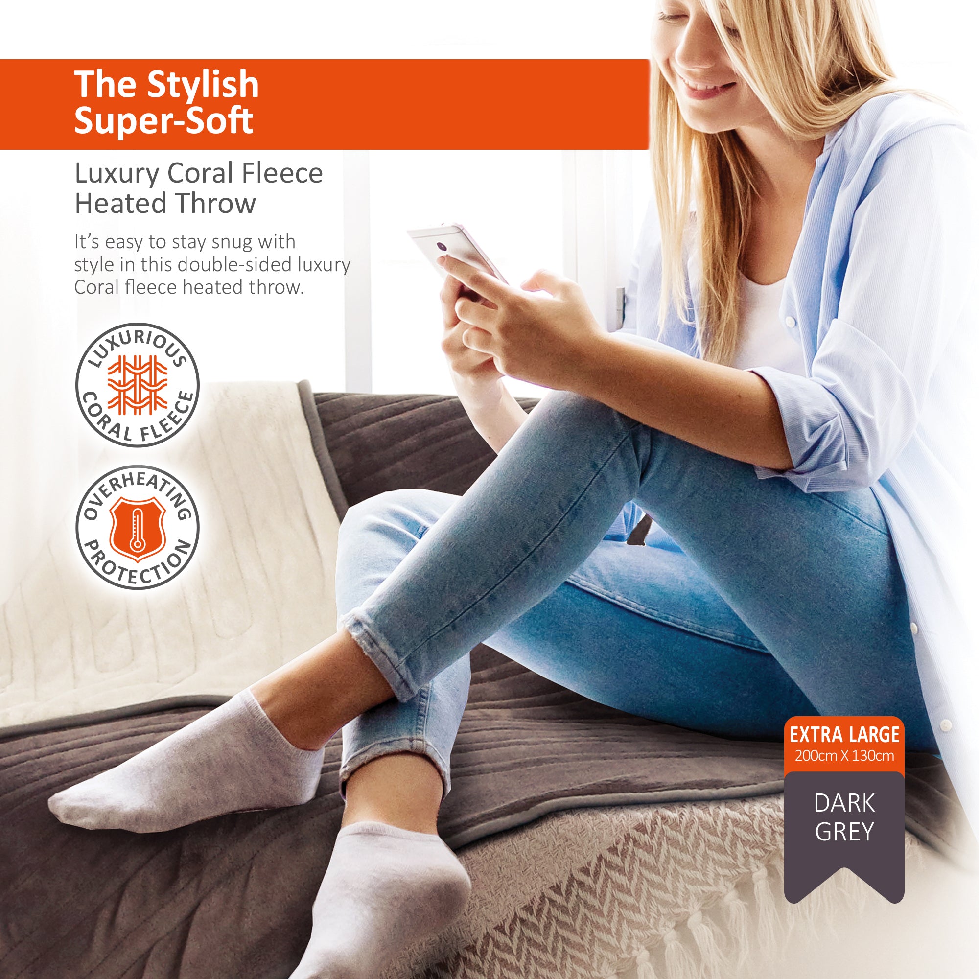 Wärmer Electric Heated Throw Blanket Digital Controller Timer, 9 Heat Setting, Auto Shutoff