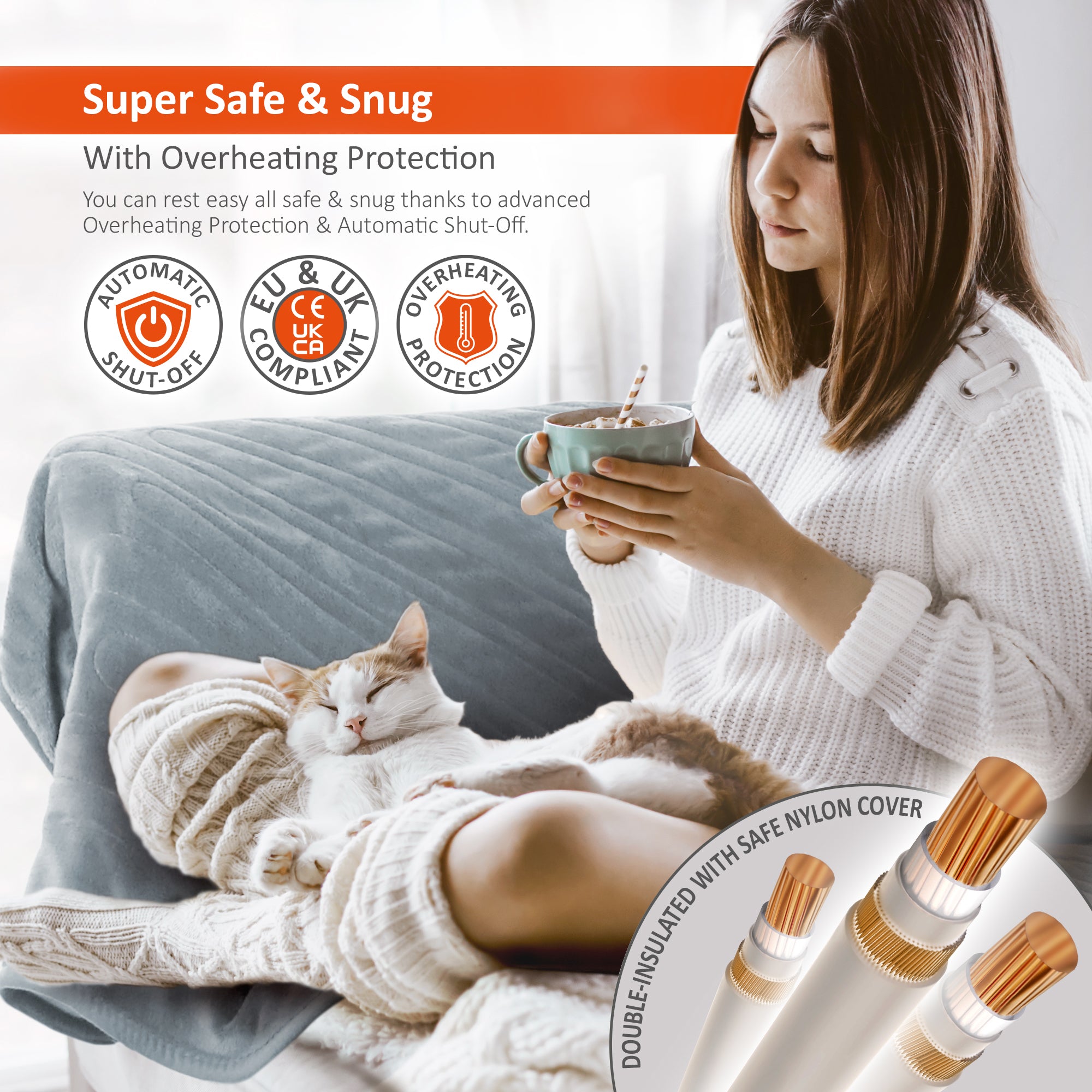 Wärmer Electric Heated Throw Blanket Digital Controller Timer, 9 Heat Setting, Auto Shutoff