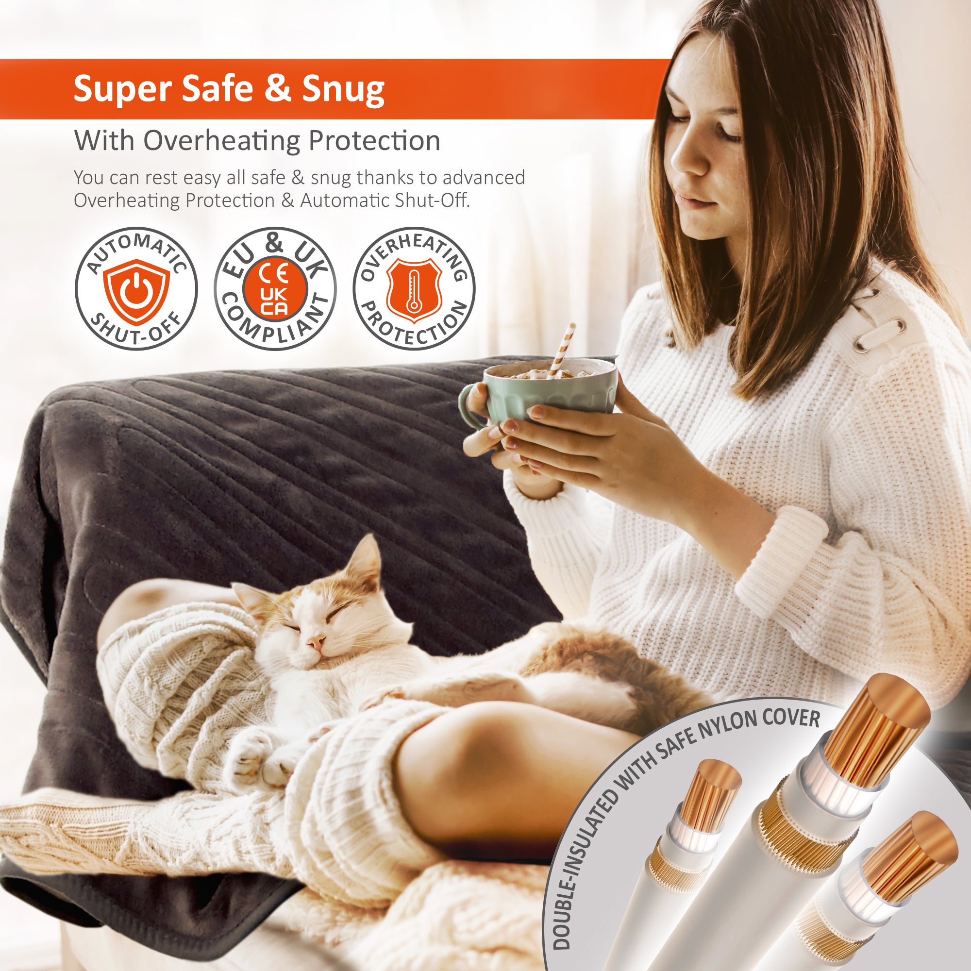 Wärmer Electric Heated Throw Blanket Digital Controller Timer, 9 Heat Setting, Auto Shutoff