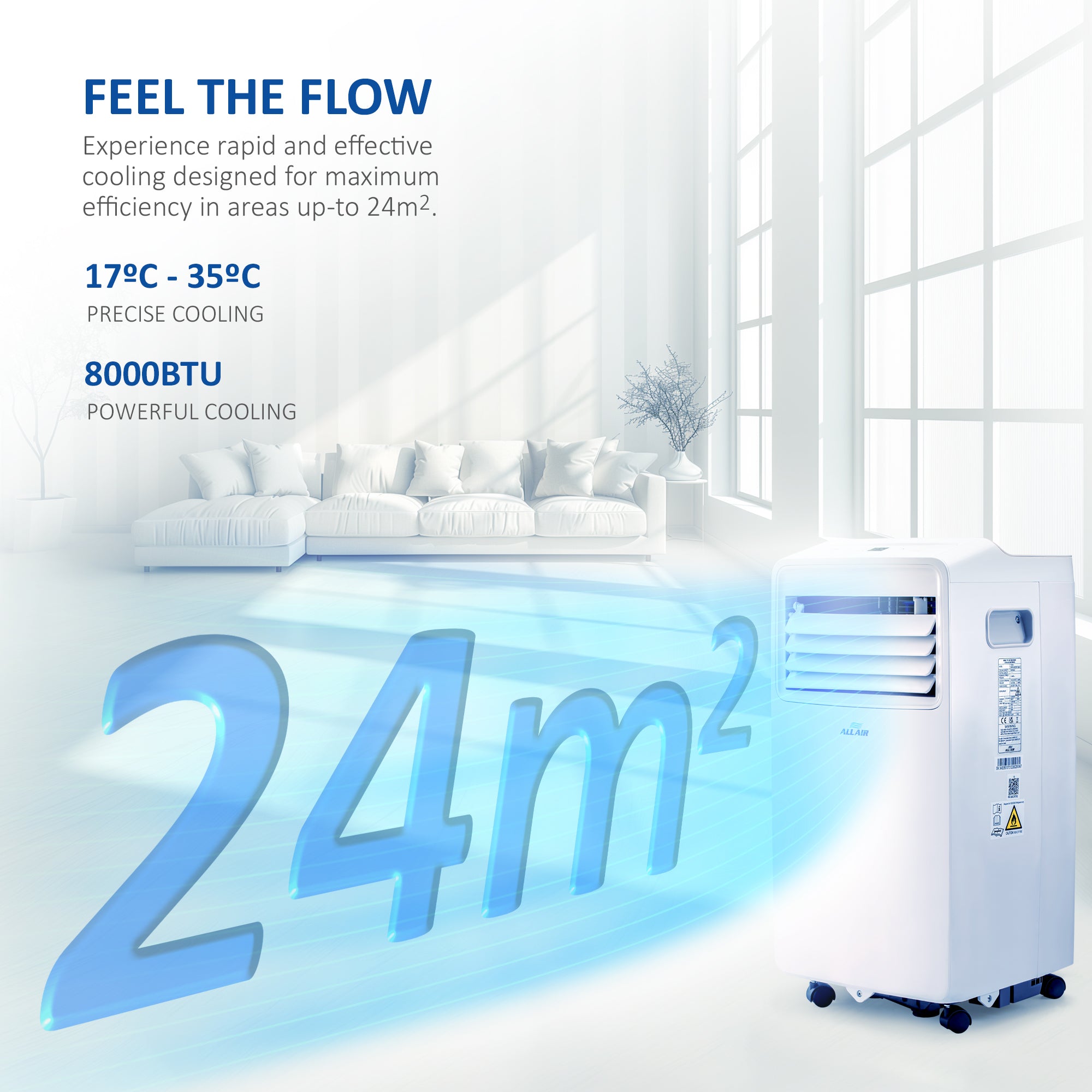 ALLAIR 8000BTU Smart Portable Air Conditioner Unit Remote - App Control