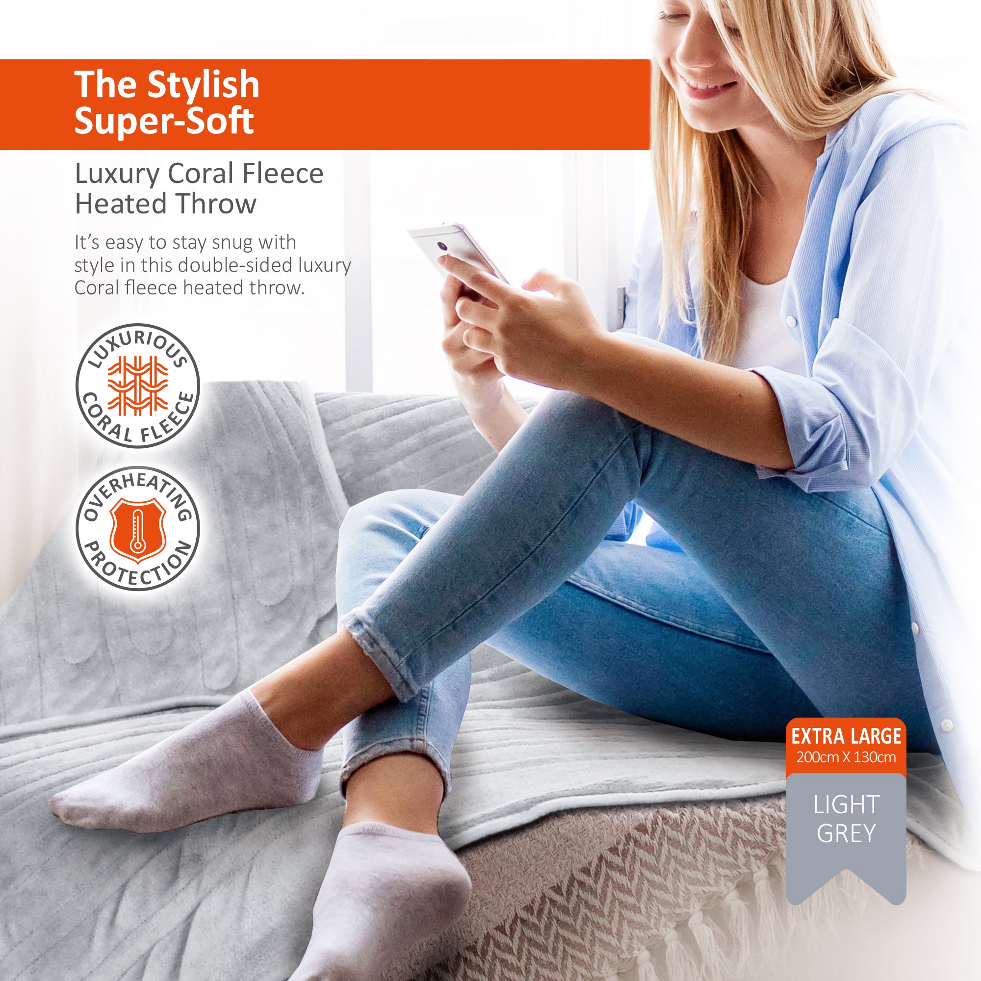 Wärmer Electric Heated Throw Blanket Digital Controller Timer, 9 Heat Setting, Auto Shutoff