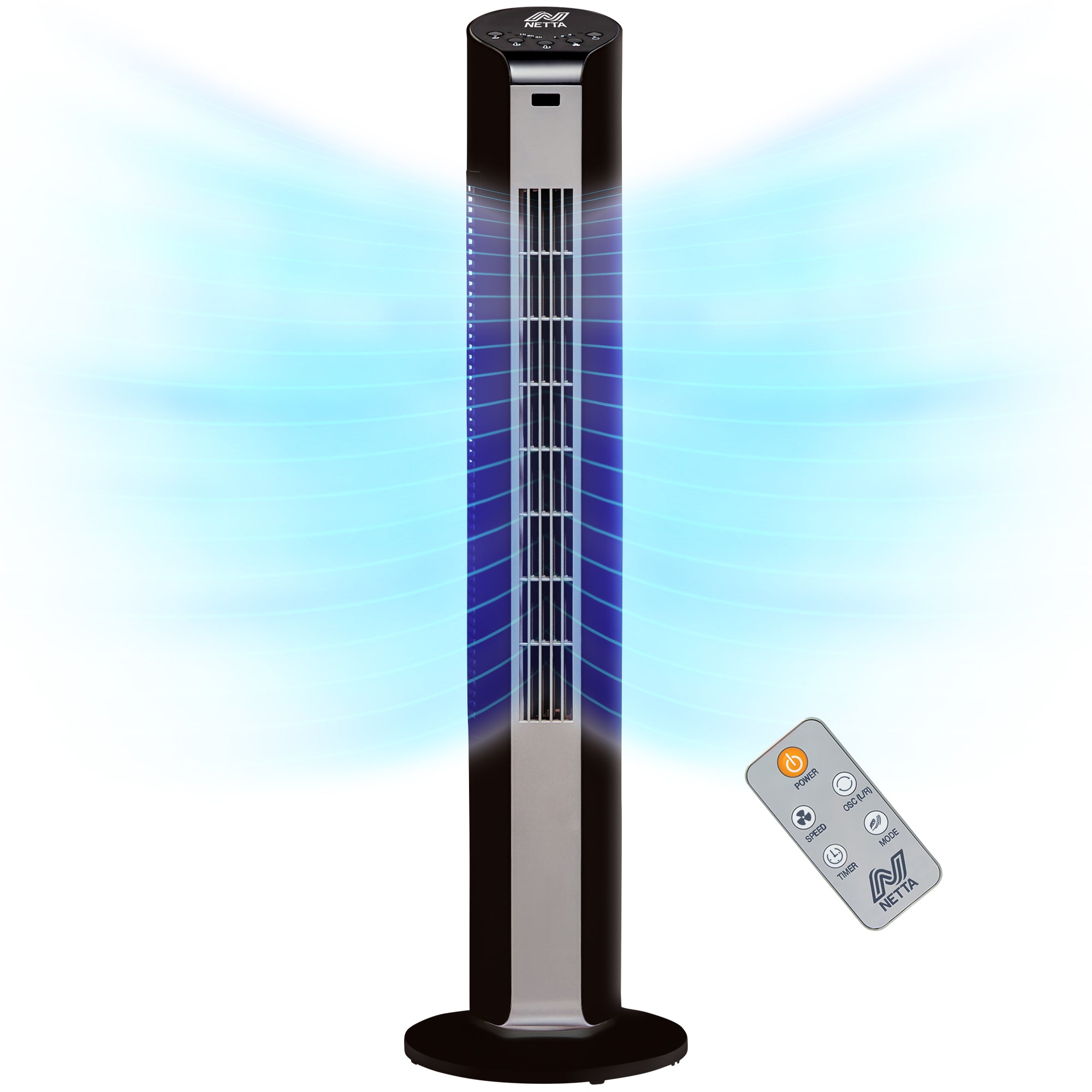 NETTA 32 Inch Tower Fan with 7-Hour Timer - Black