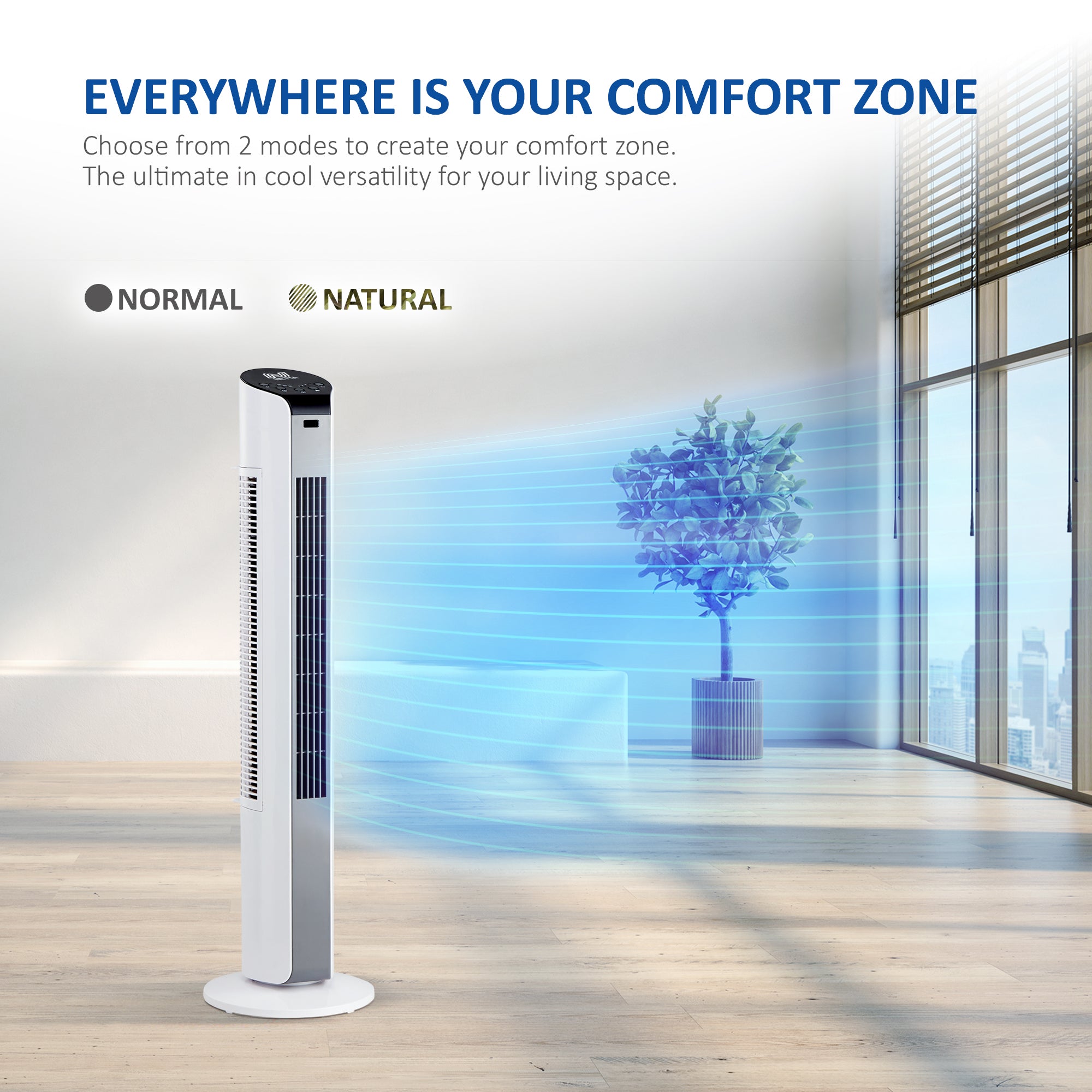 NETTA 32 Inch Tower Fan With Remote Control, Timer Quiet Cooling for Living Room, Bedroom, Office - White