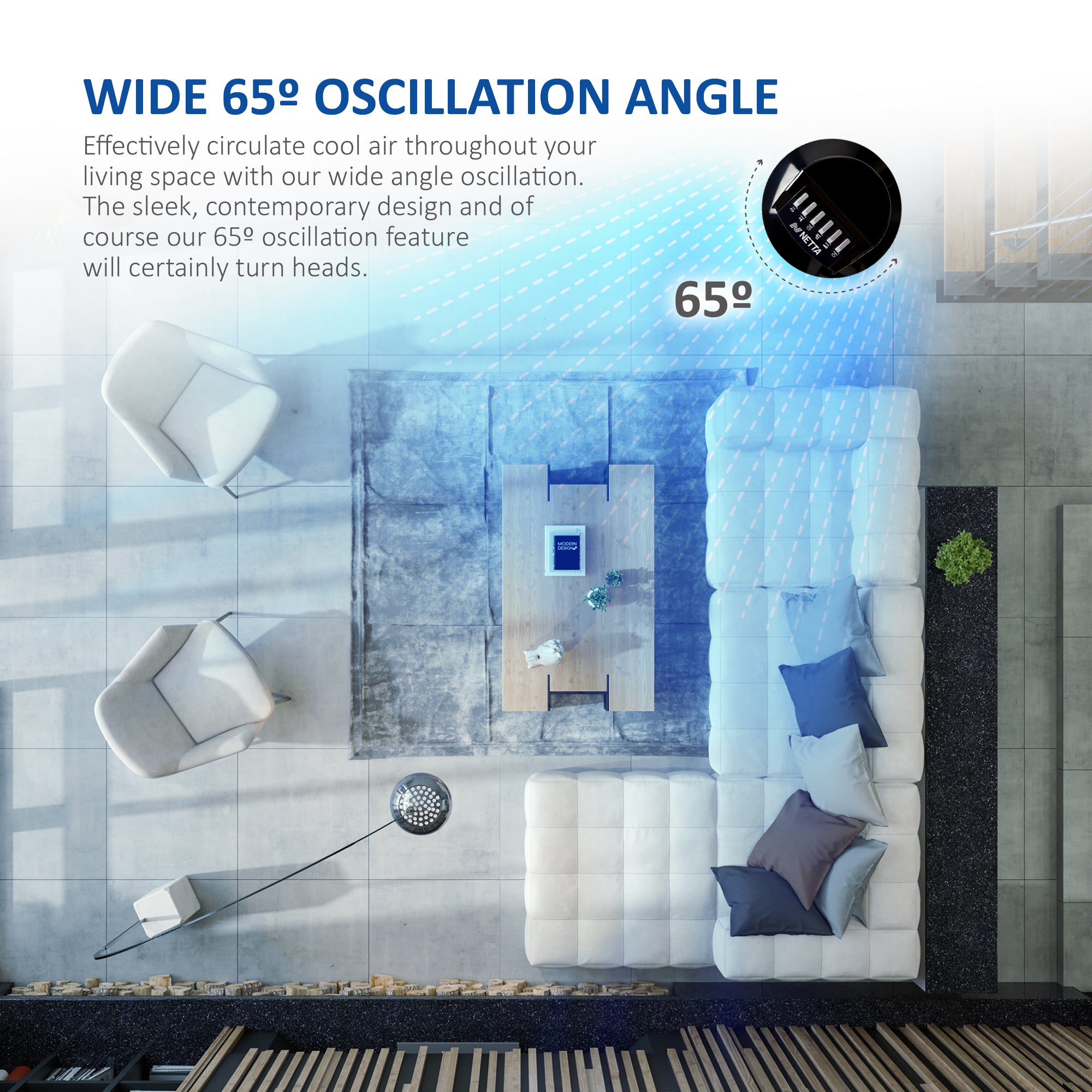 NETTA 36 Inch Tower Fan With Remote Control, Timer Quiet Cooling for Living Room, Bedroom, Office - Black