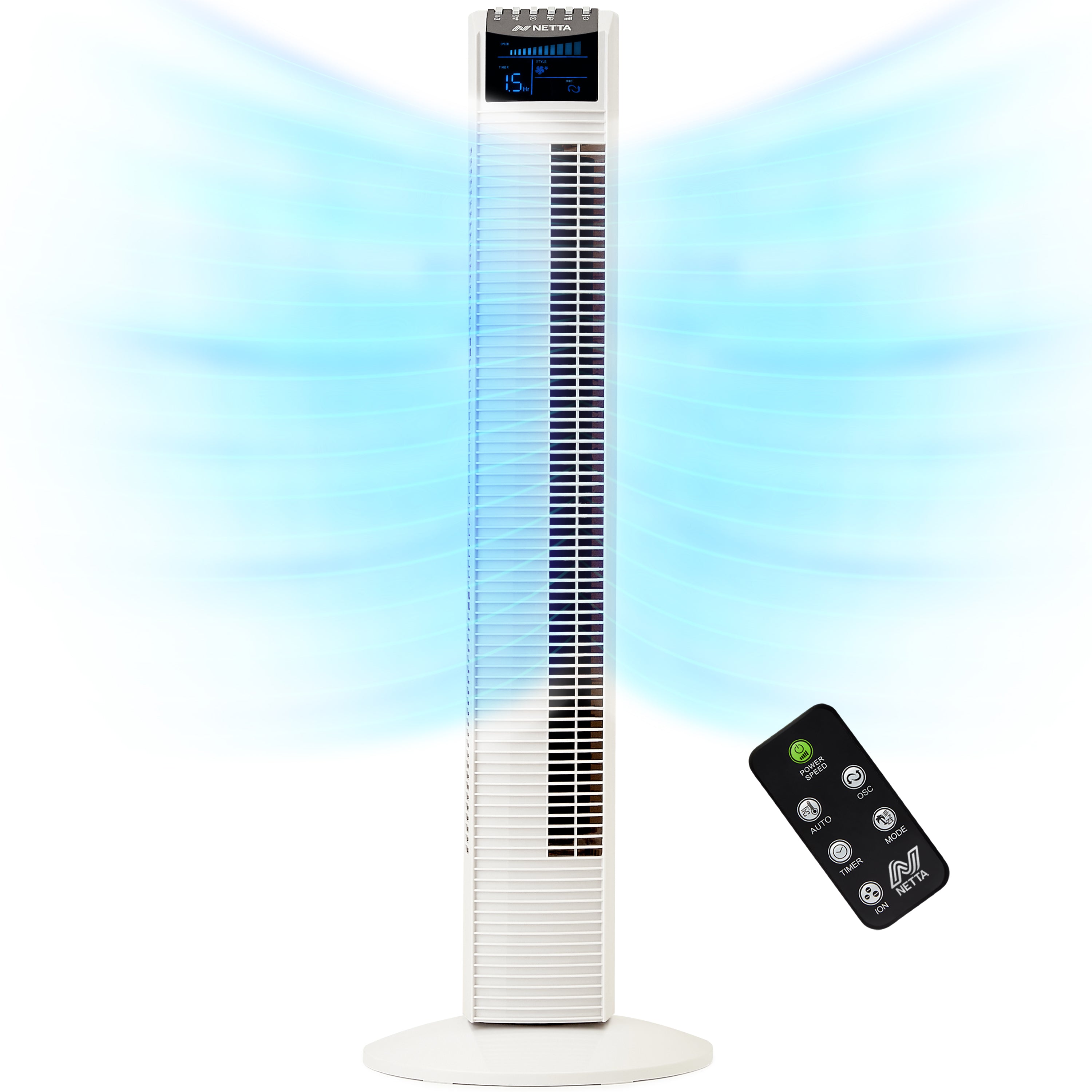 NETTA 36 Inch Tower Fan with 8-Hour Timer - White