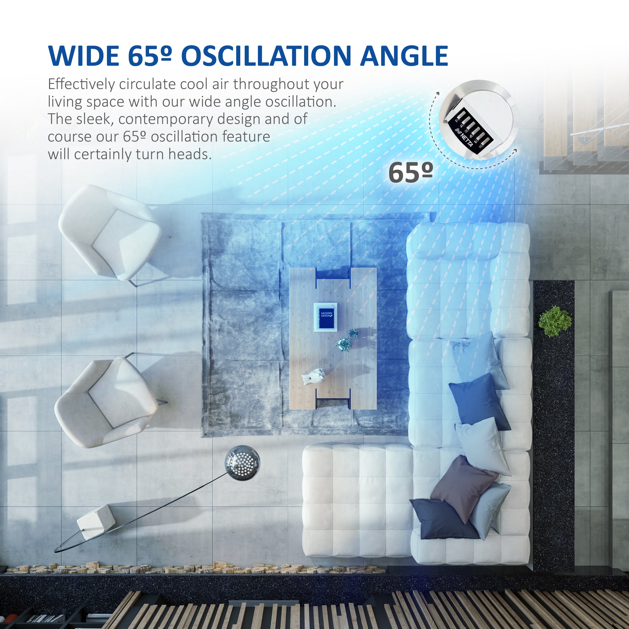 NETTA 36 Inch Tower Fan with 8-Hour Timer - White