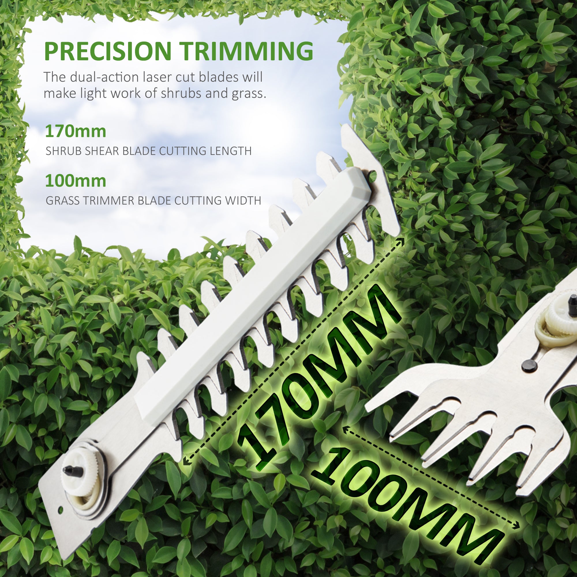 NETTA 2in1 Grass Shear Hedge Trimmer with 7.2V 1500mAh Battery, Edging and Shrub Shear, Garden Cutting Edge Trimmer, Pruner