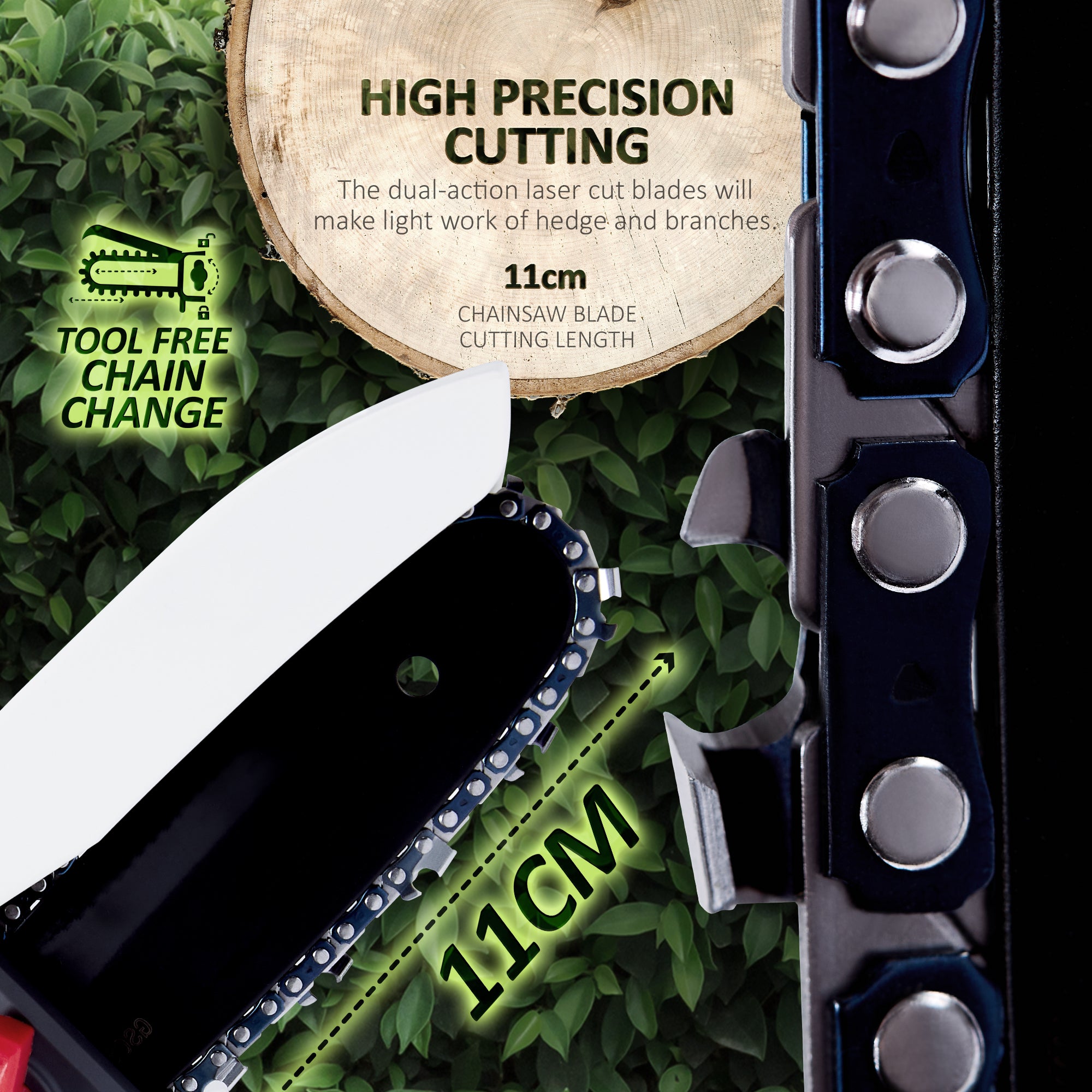 NETTA Cordless 2 in 1 Pole & Handheld Garden Chainsaw, 20V MAX, Battery & Charger Included, 2.2m Long Reach Telescopic Pole