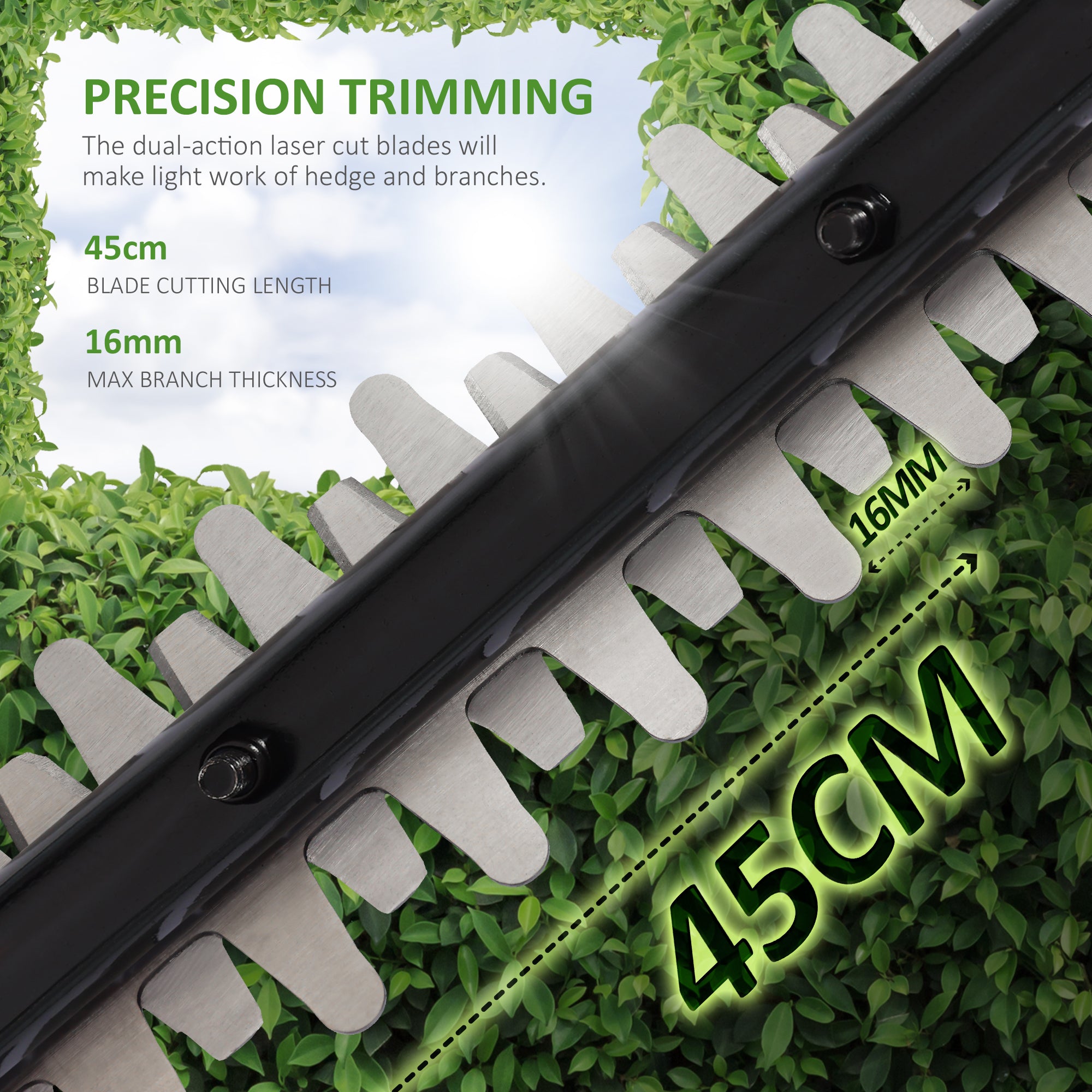 NETTA Cordless Lightweight Pole Hedge Trimmer, Battery, Charger Included 2.55KG - 2.35m Long Reach Telescopic - Adjustable Head