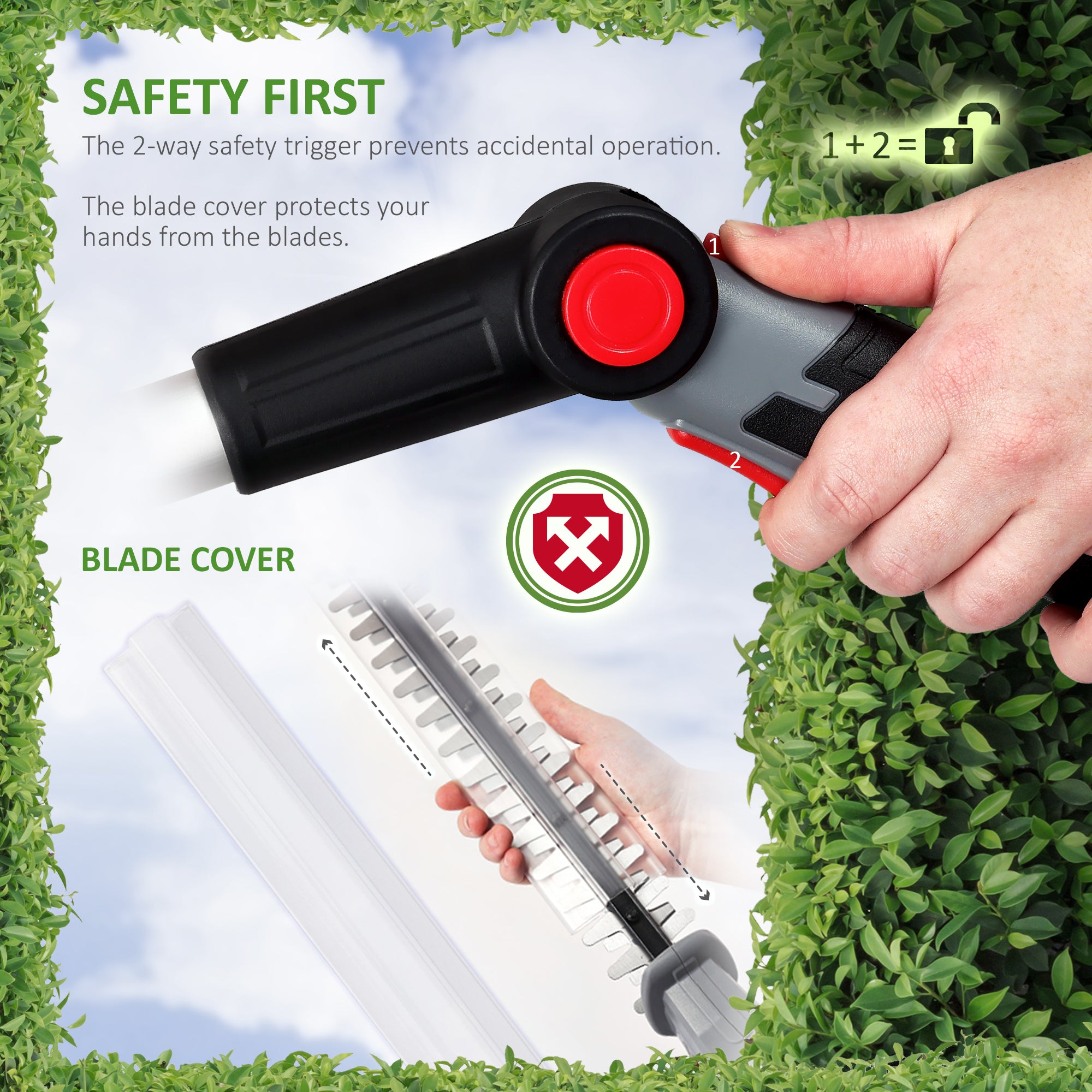 NETTA Cordless Lightweight Pole Hedge Trimmer, Battery, Charger Included 2.55KG - 2.35m Long Reach Telescopic - Adjustable Head