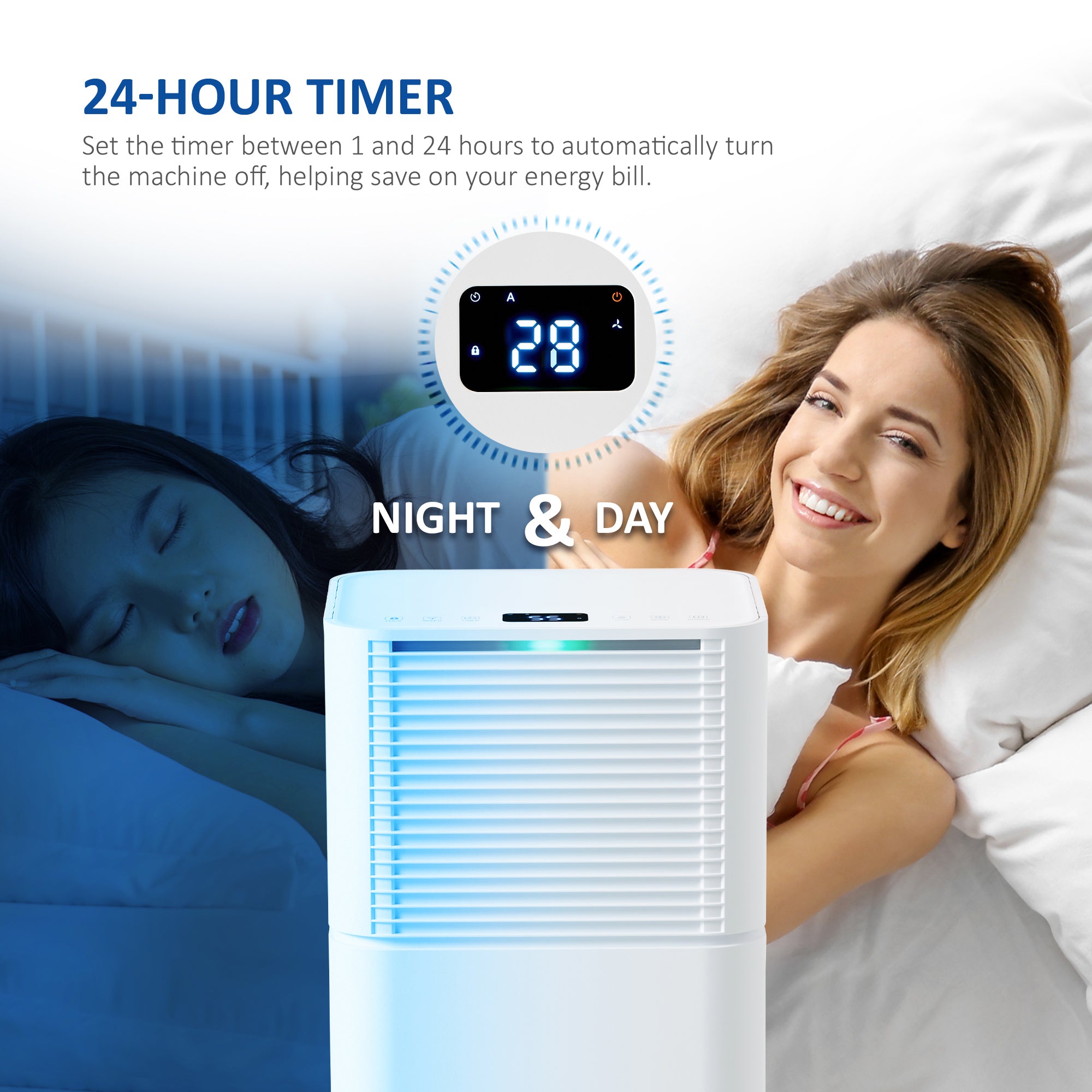 NETTA 12L Low Energy Dehumidifier - Digital Control Panel, Air Filter, Auto Restart 200W