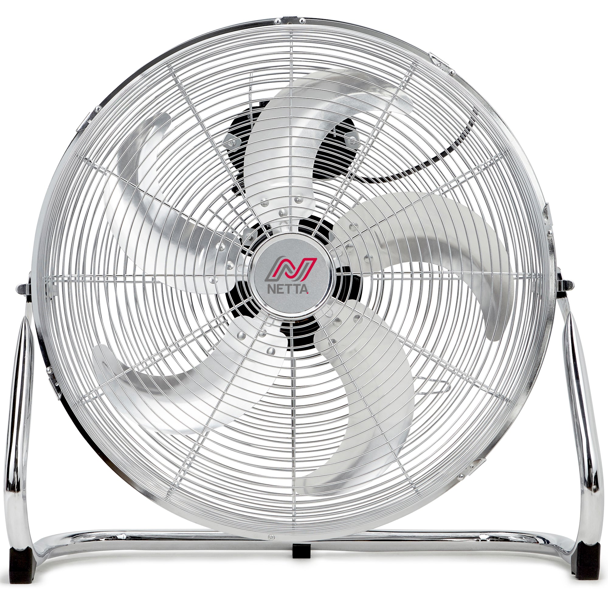 NETTA Gym Floor Fan 3 Speed Settings and Tilt Option, Powerful Circulation, Wall Mountable Chrome
