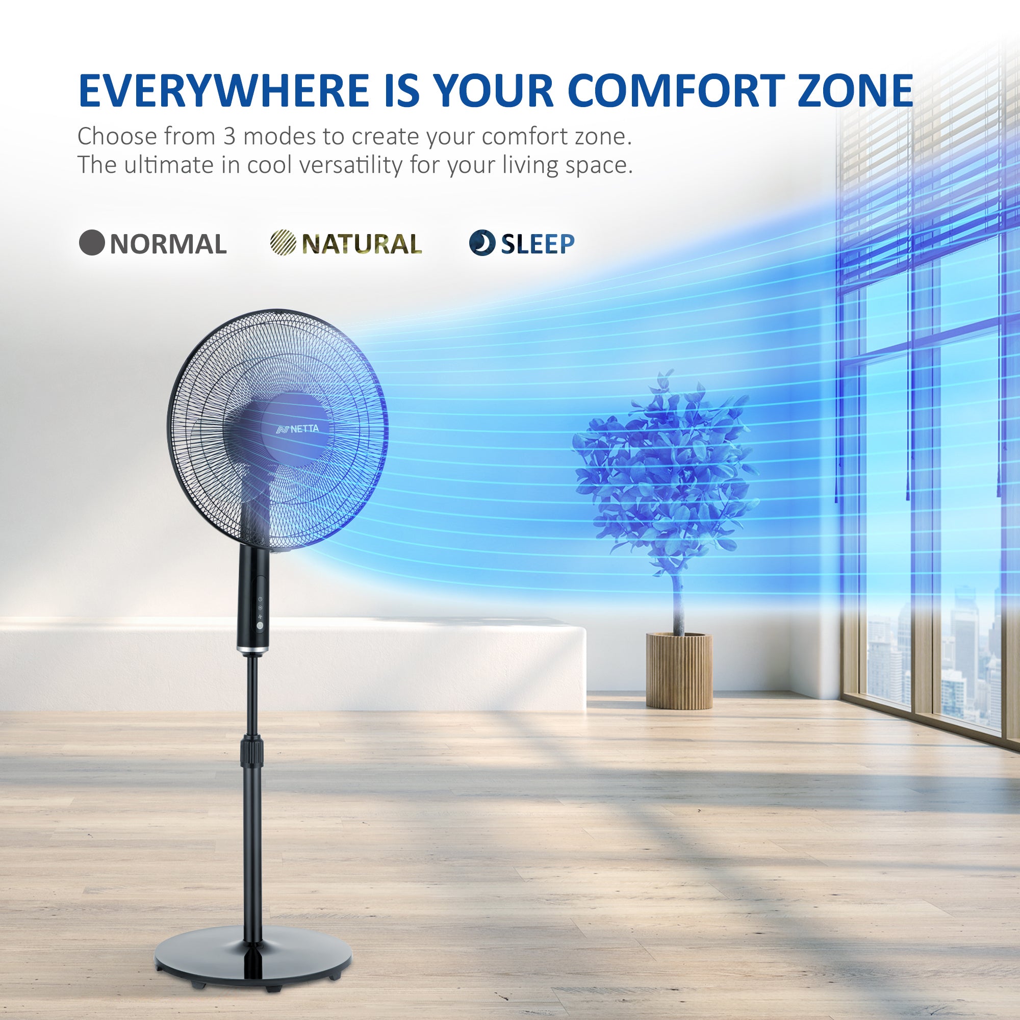 NETTA 16 Inch 3-Blade Standing Fan