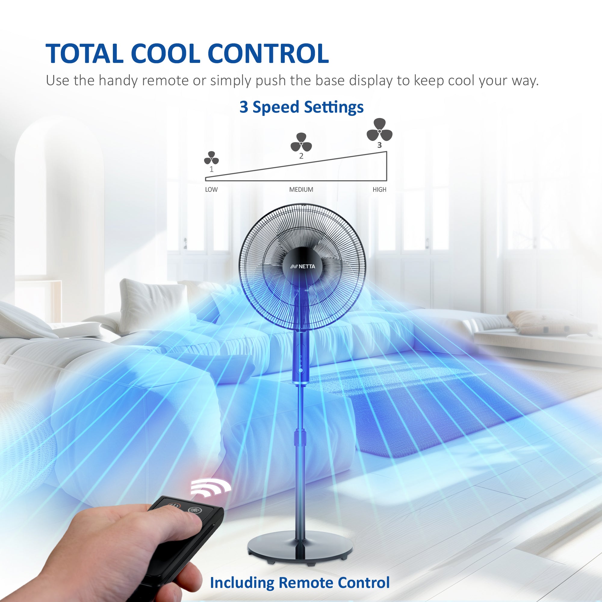 NETTA 16 Inch 3-Blade Standing Fan