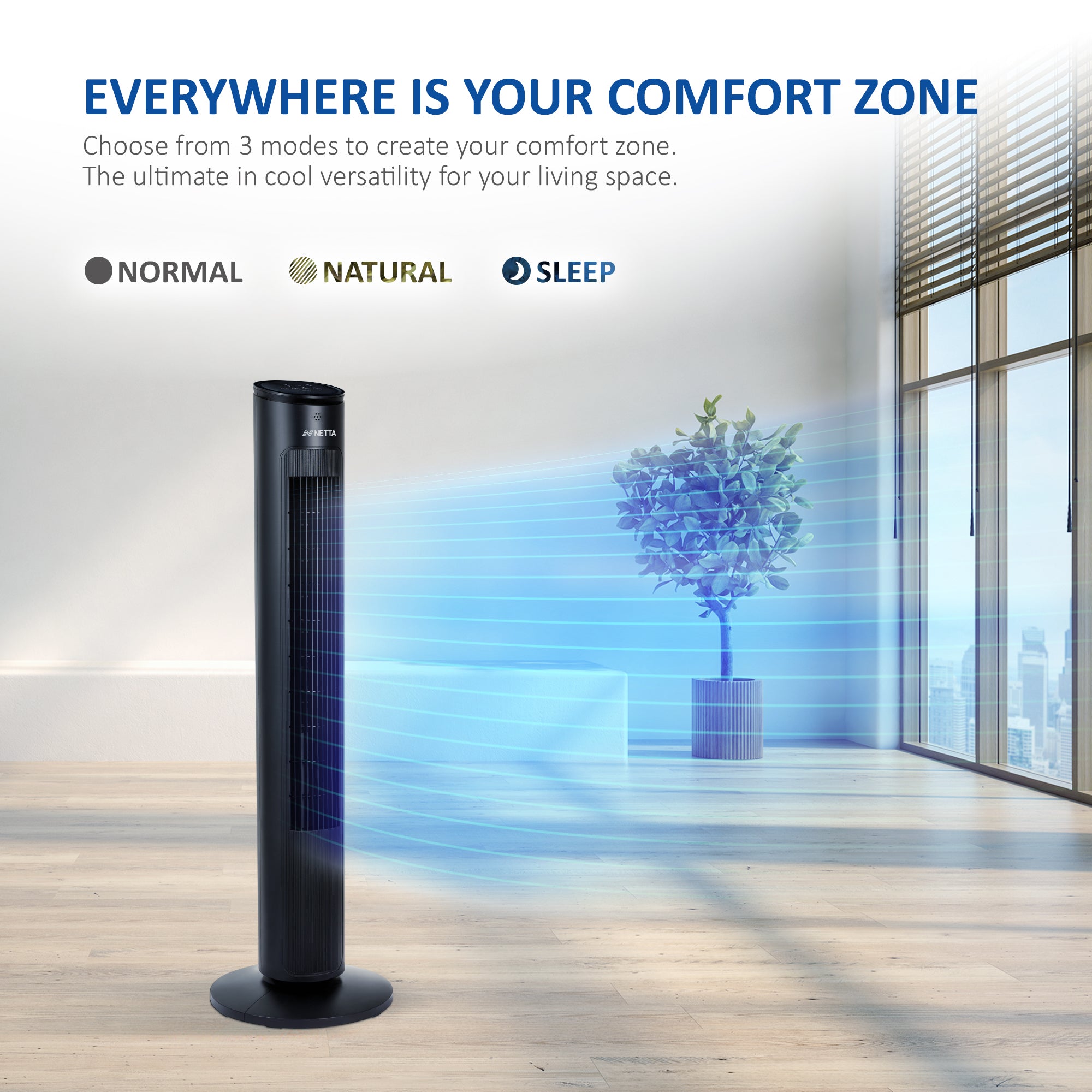 NETTA 42 Inch Tower Fan with Remote Control