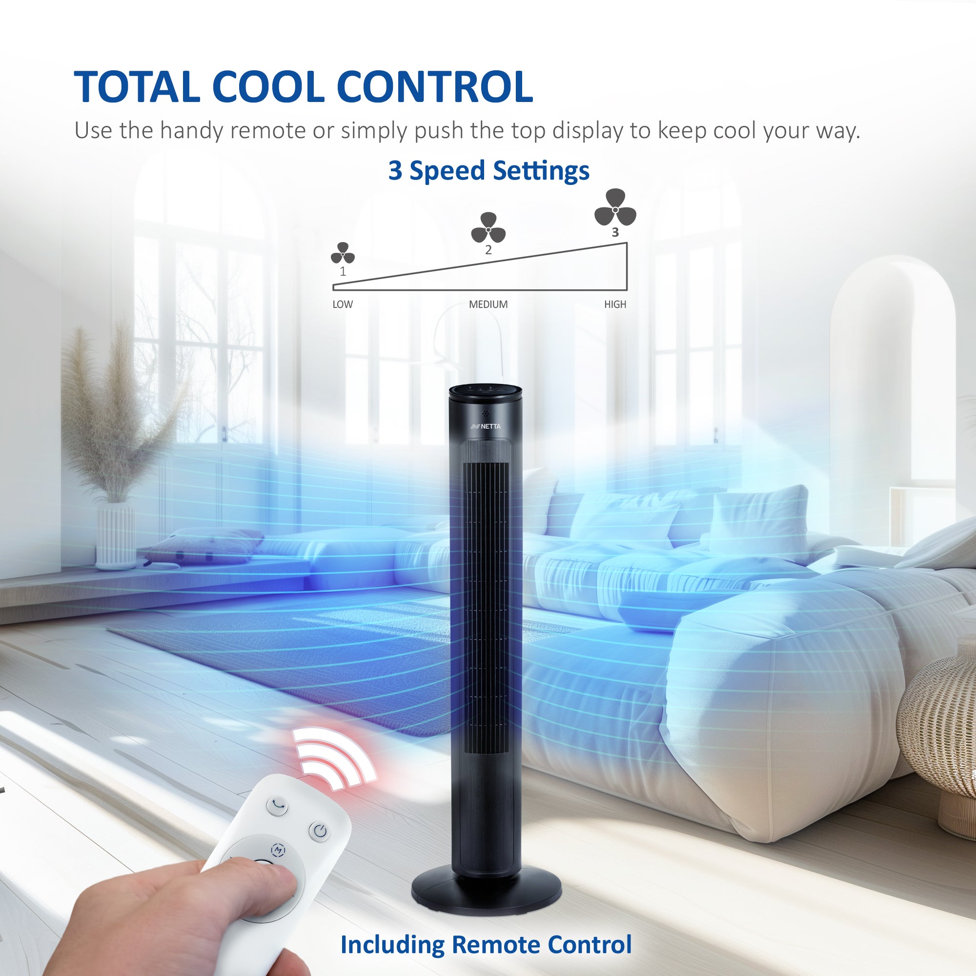 NETTA 42 Inch Tower Fan with Remote Control