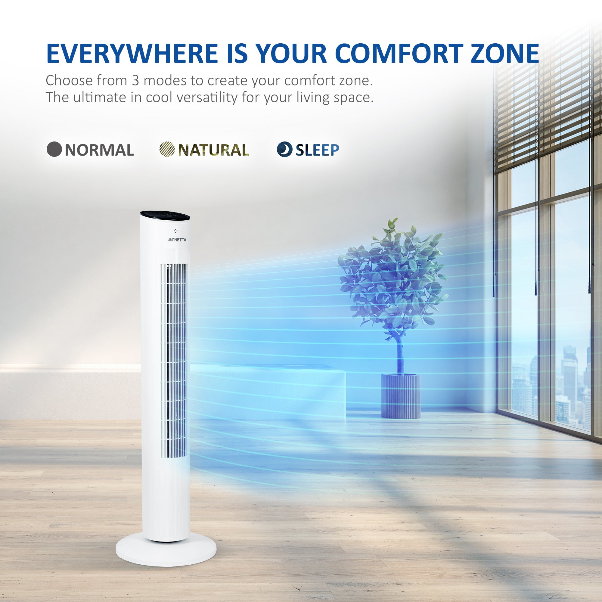 NETTA 42 Inch Tower Fan with Remote Control