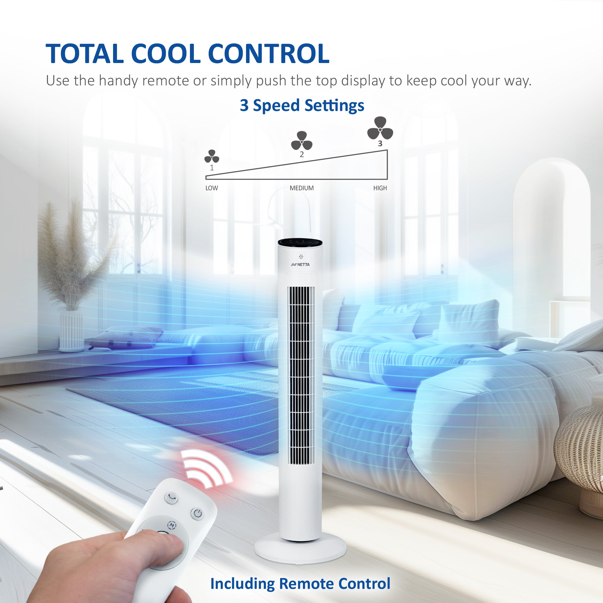 NETTA 42 Inch Tower Fan with Remote Control