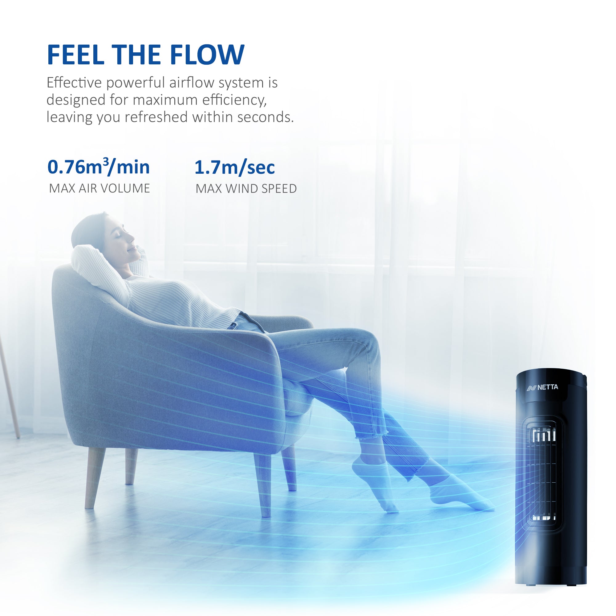 NETTA 14 Inch Desk Tower Fan