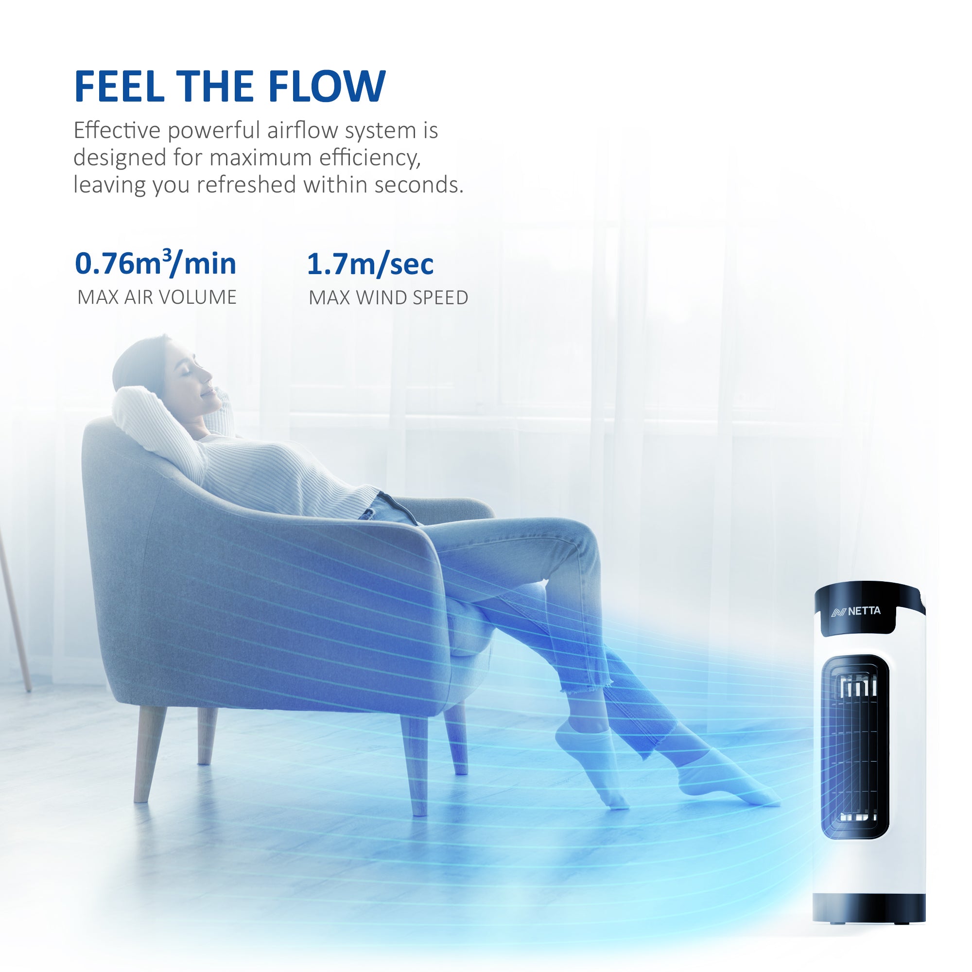 NETTA 14 Inch Desk Tower Fan