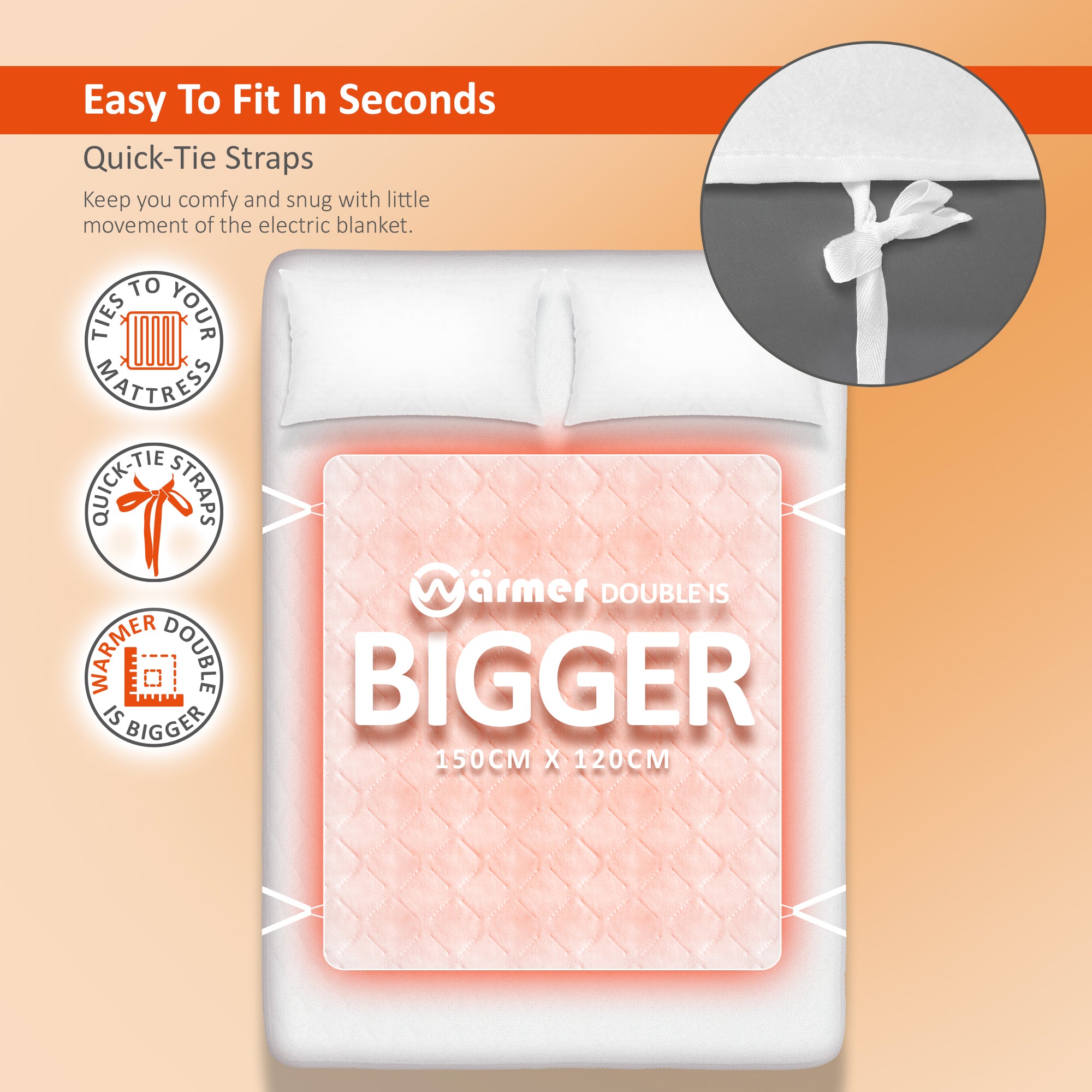 Wärmer Diamond Lattice Tie Down Electric Heated Blanket