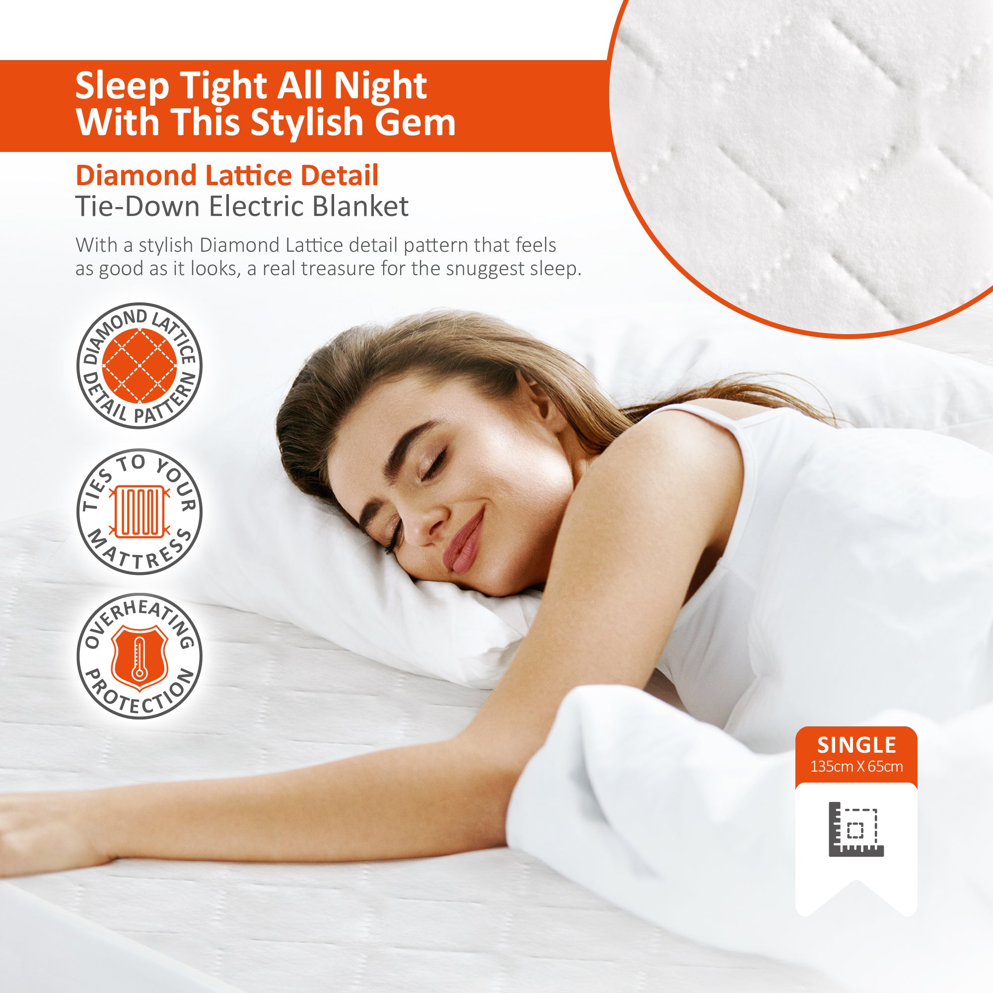 Wärmer Diamond Lattice Tie Down Electric Heated Blanket