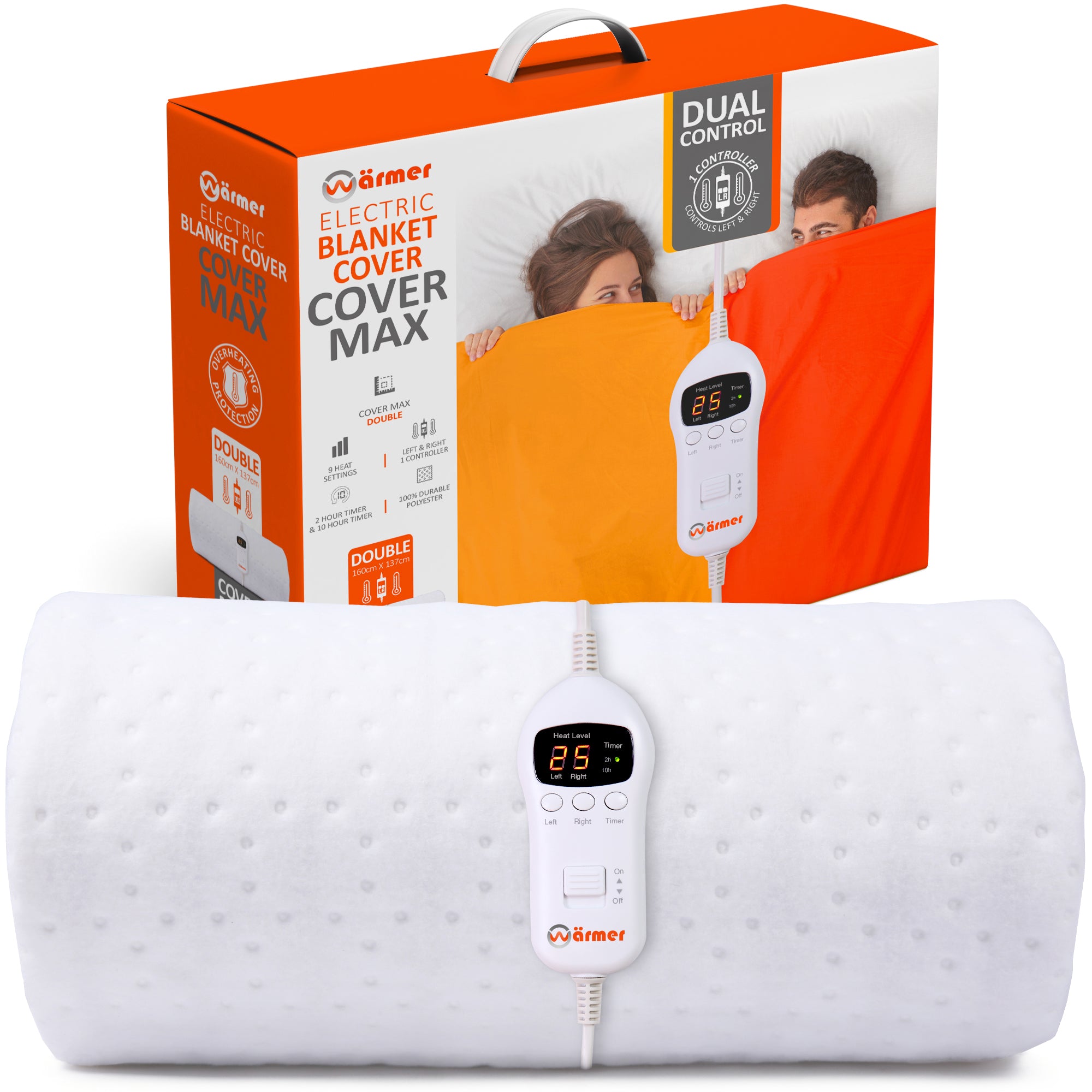 Wärmer 'Cover Max' Electric Blanket - Maximum Coverage, Left & Right Dual Heating Zones, 9 Heat Settings & Timer
