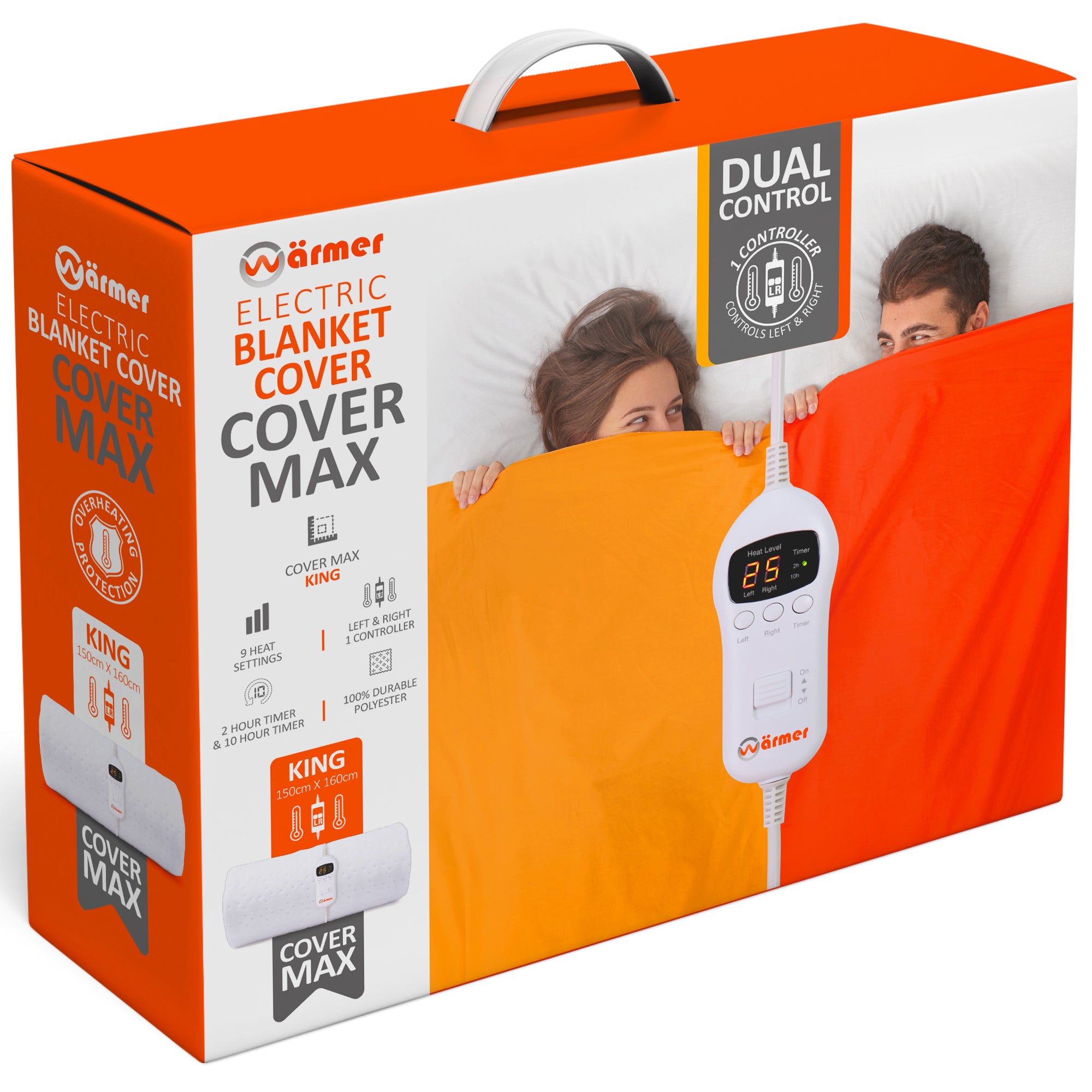 Wärmer 'Cover Max' Electric Blanket - Maximum Coverage, Left & Right Dual Heating Zones, 9 Heat Settings & Timer