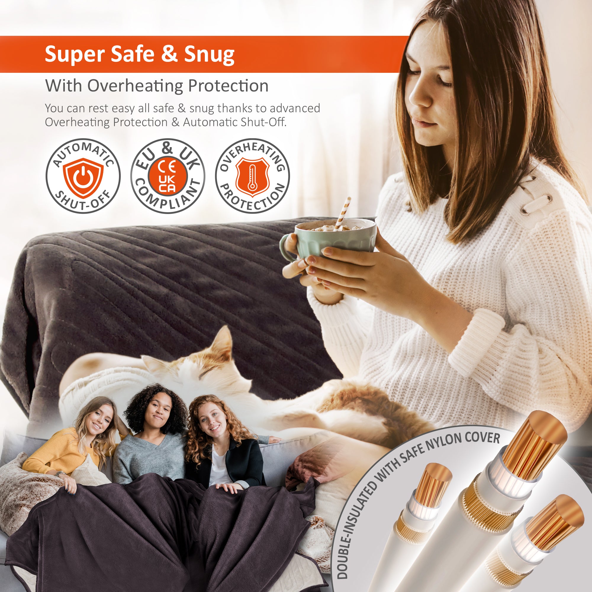 Wärmer Electric Heated Throw Blanket Digital Controller Timer, 9 Heat Setting, Auto Shutoff