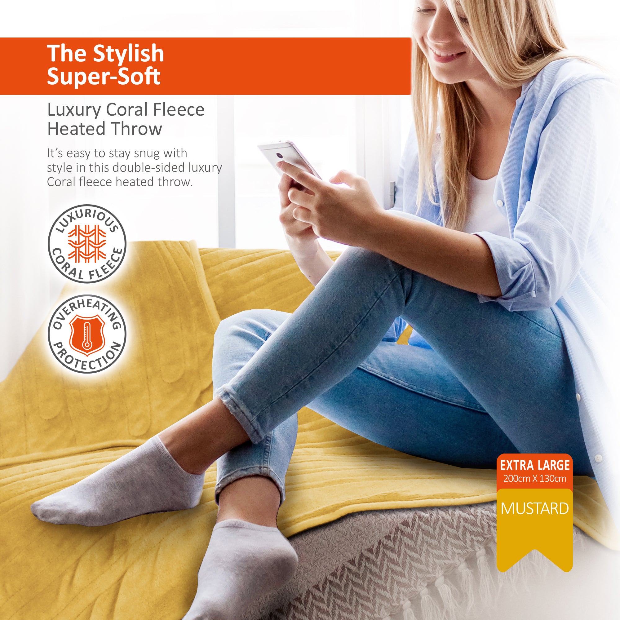 Wärmer Electric Heated Throw Blanket Digital Controller Timer, 9 Heat Setting, Auto Shutoff