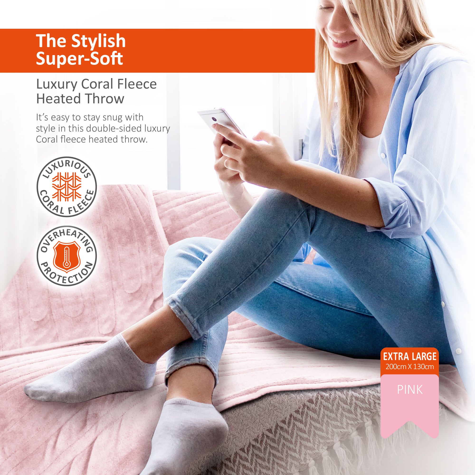 Wärmer Electric Heated Throw Blanket Digital Controller Timer, 9 Heat Setting, Auto Shutoff