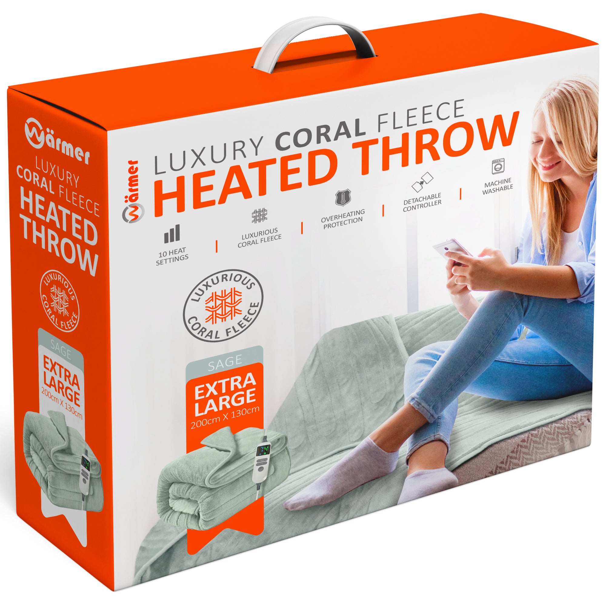 Wärmer Electric Heated Throw Blanket Digital Controller Timer, 9 Heat Setting, Auto Shutoff