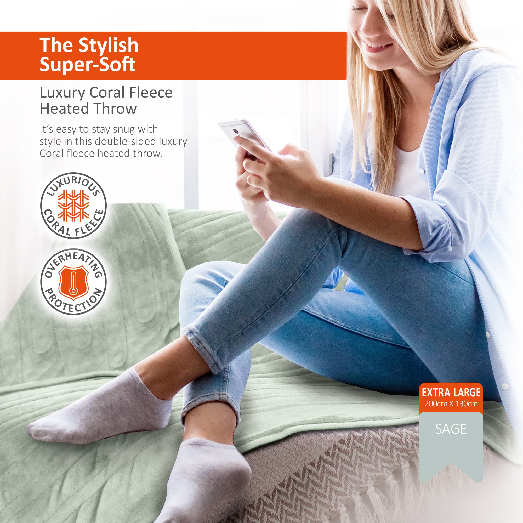 Wärmer Electric Heated Throw Blanket Digital Controller Timer, 9 Heat Setting, Auto Shutoff