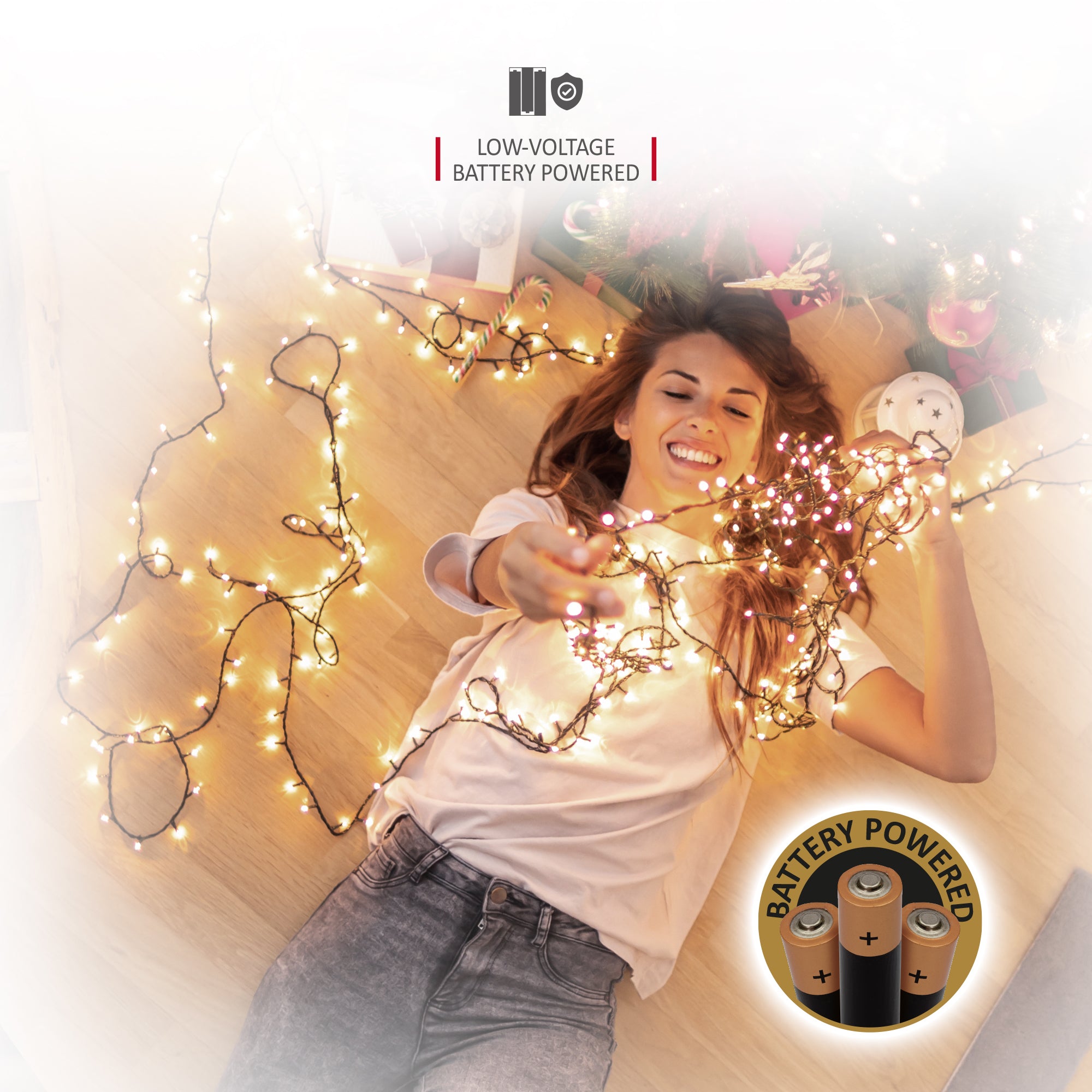 NETTA Battery Operated 100 LED 10M Christmas Tree Fairy Lights with Timer - 8 Different Mode String Lights