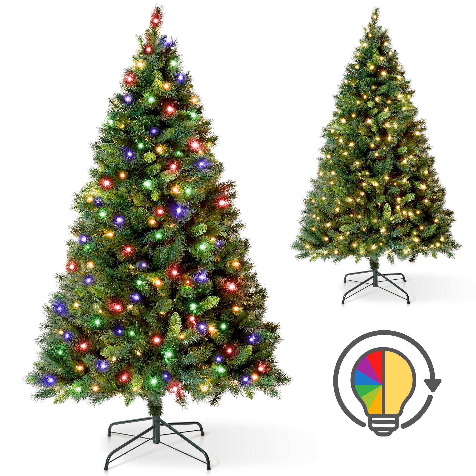 VeryMerry 7FT Pre Lit Christmas Tree 2in1 Dual-Color - Warm White/Multi Colour 400 LED Lights with Auto-Off Timer