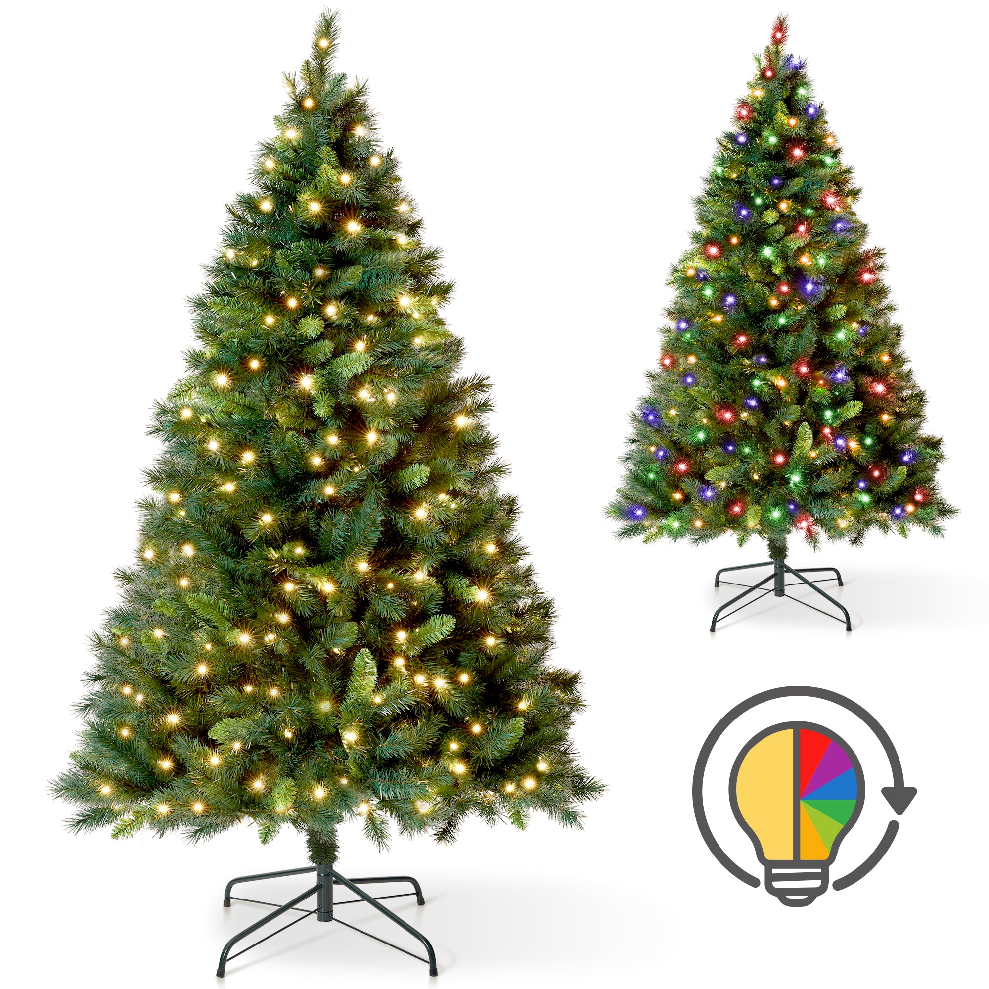 VeryMerry 7FT Pre Lit Christmas Tree 2in1 Dual-Color - Warm White/Multi Colour 400 LED Lights with Auto-Off Timer