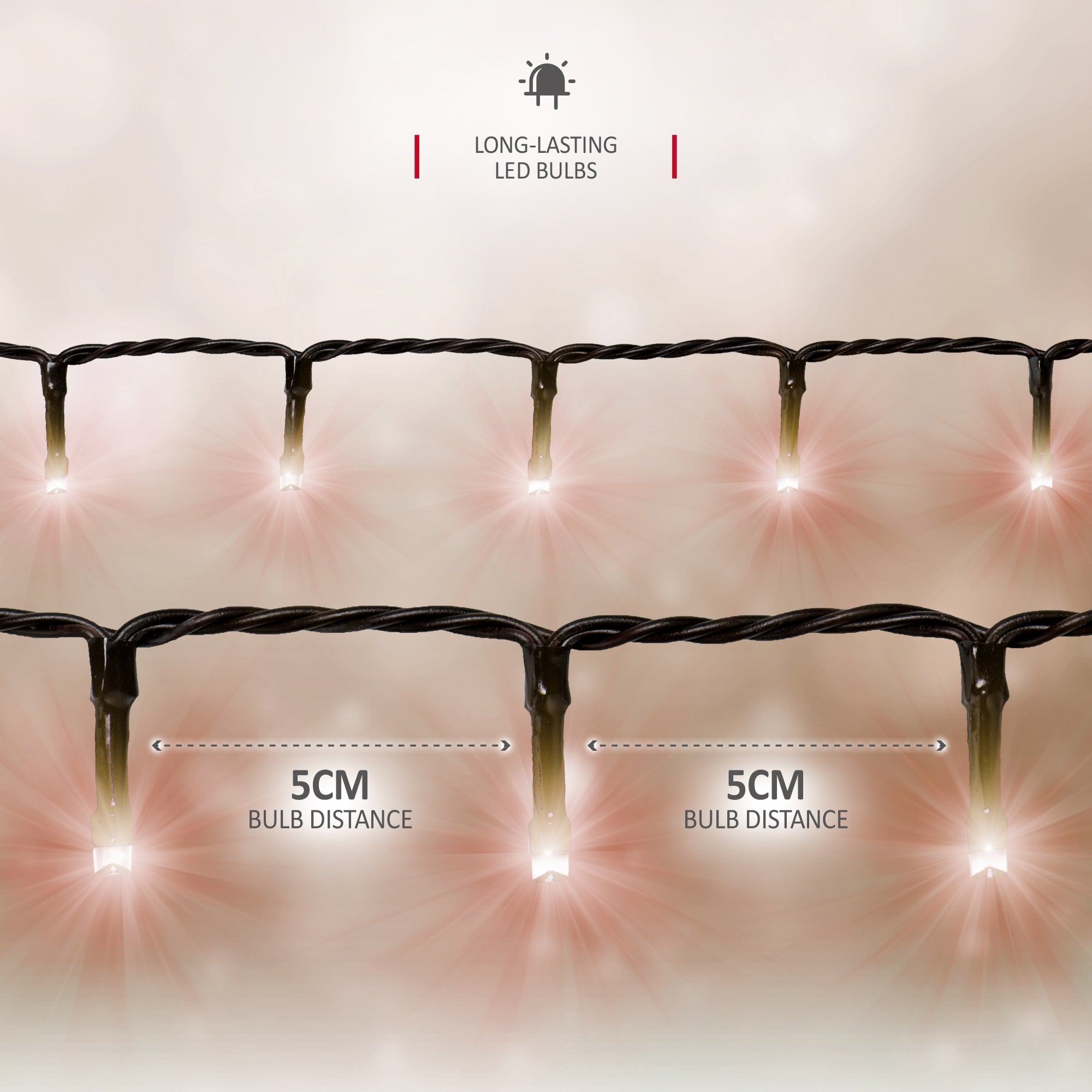 NETTA Christmas Tree Lights LED 5m Fairy String Lights Plug in with Timer and Memory Functions for Outdoor/Indoor Use