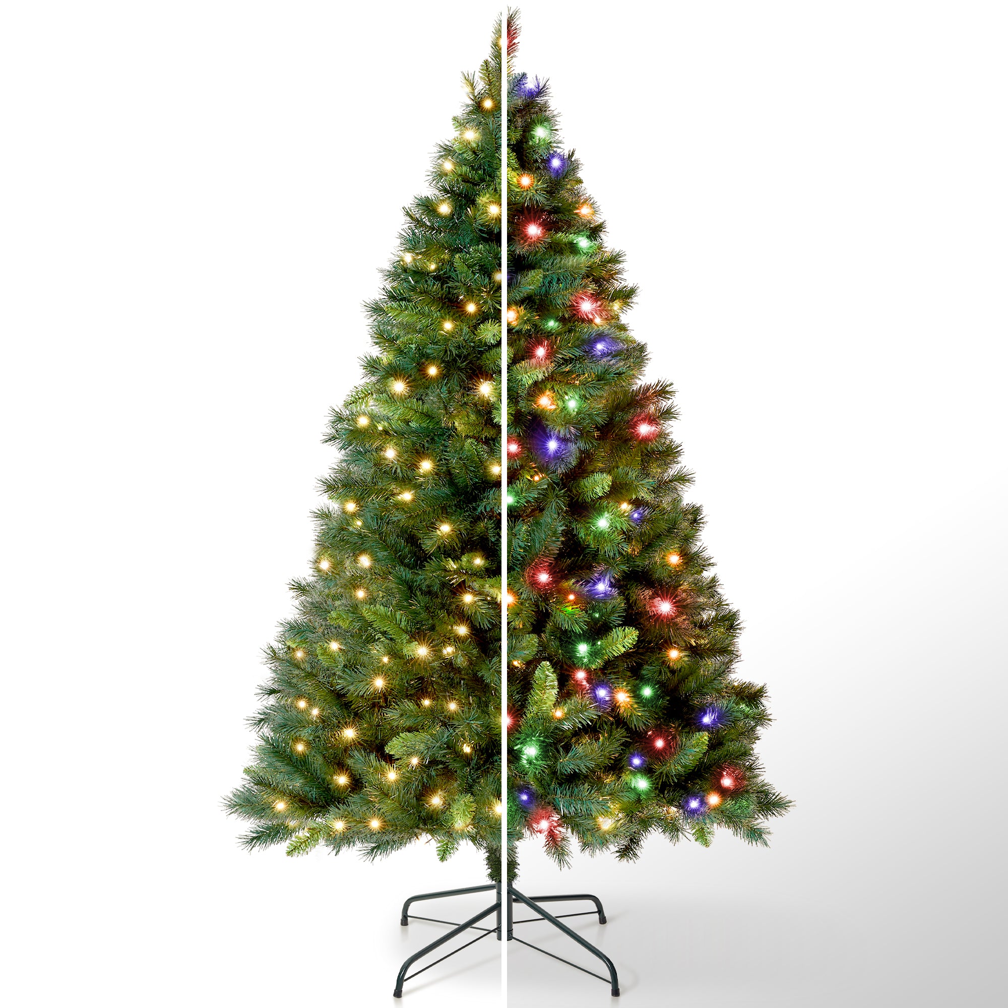 VeryMerry 7FT Pre Lit Christmas Tree 2in1 Dual-Color - Warm White/Multi Colour 400 LED Lights with Auto-Off Timer