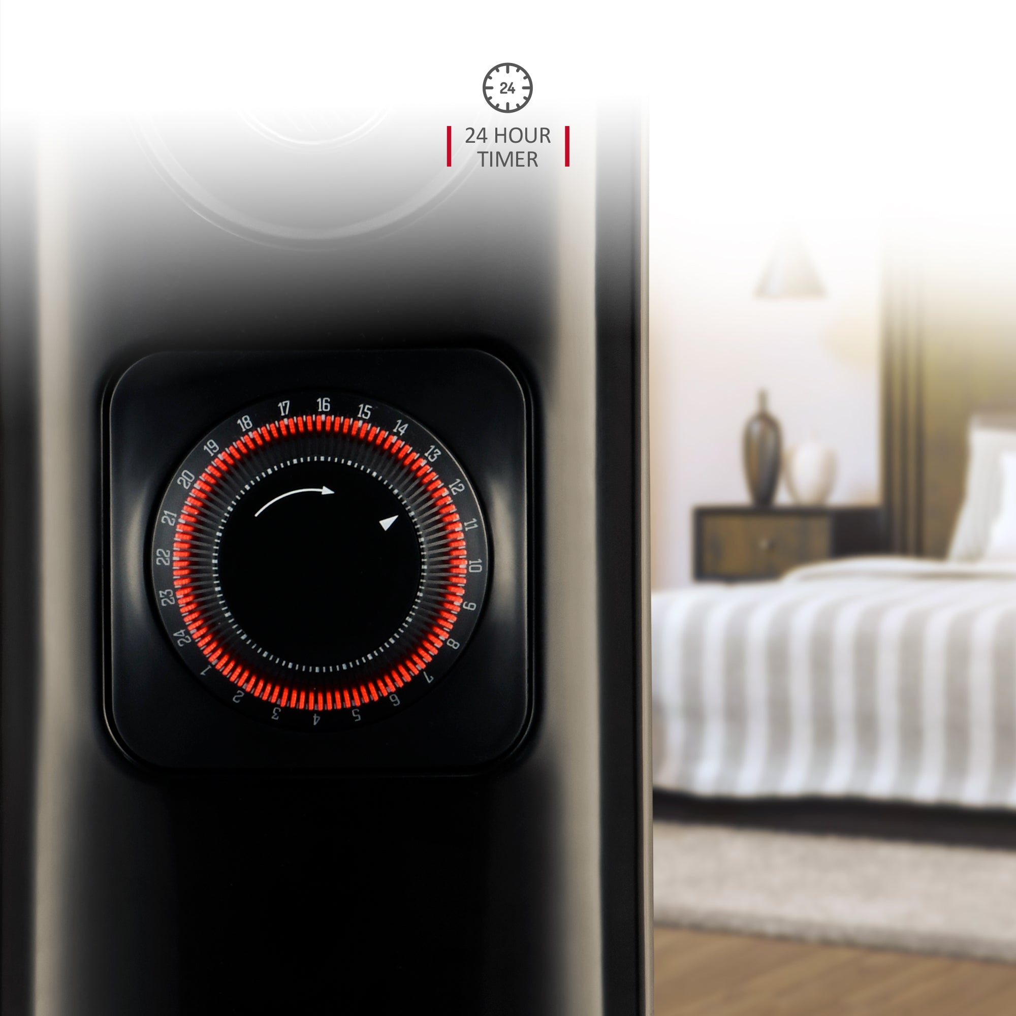 NETTA Electric Oil Filled Radiator 2500W, Portable Heater with Thermostat & 24 Hour Timer, 3 Power Settings, 11 Fin