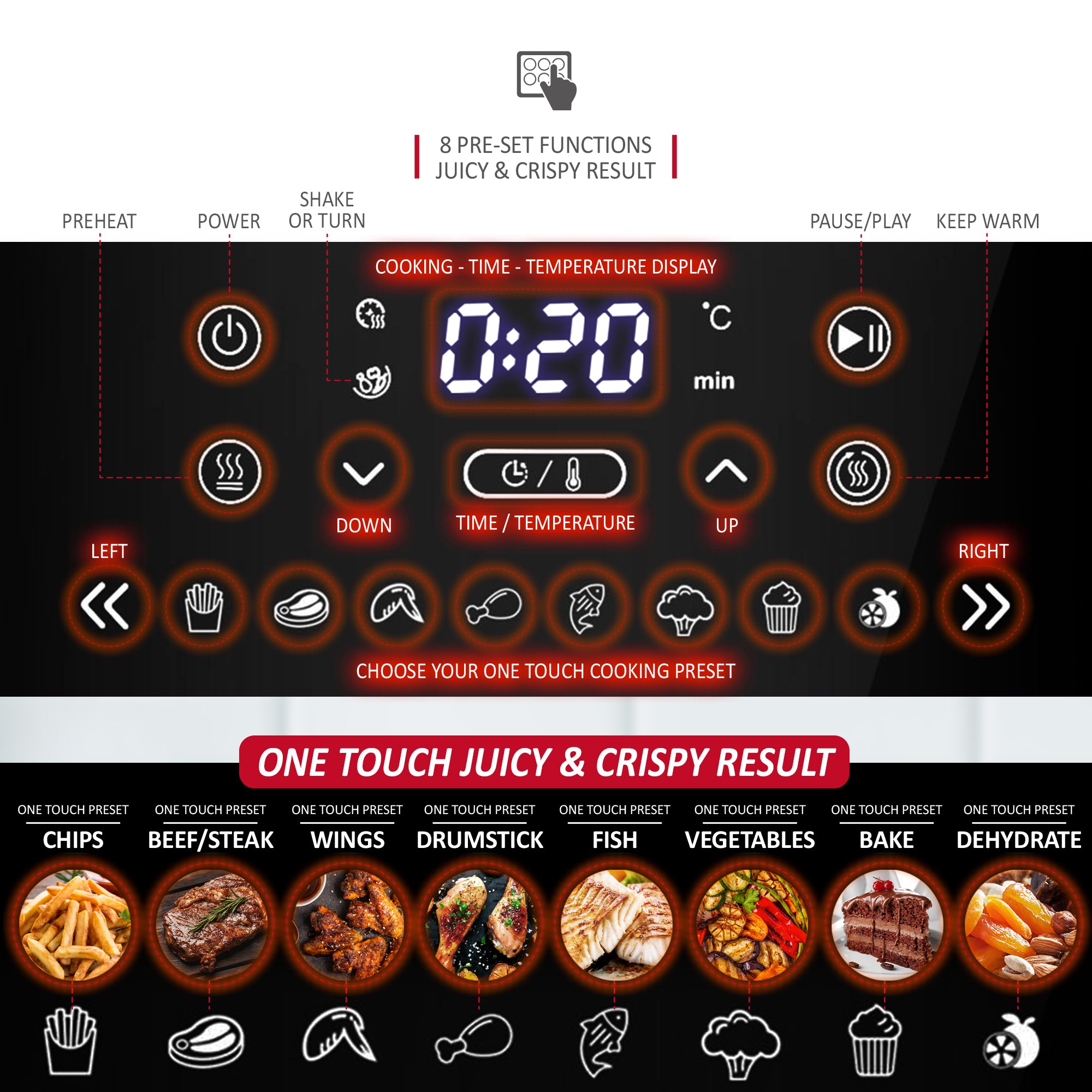 NETTA 5.7L Digital Air Fryer with Drawer and Detachable Non-Stick Frying Tray