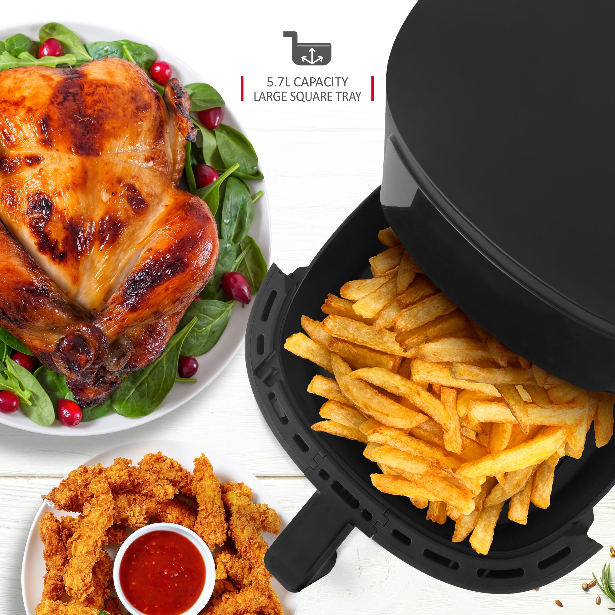 NETTA 5.7L Digital Air Fryer with Drawer and Detachable Non-Stick Frying Tray