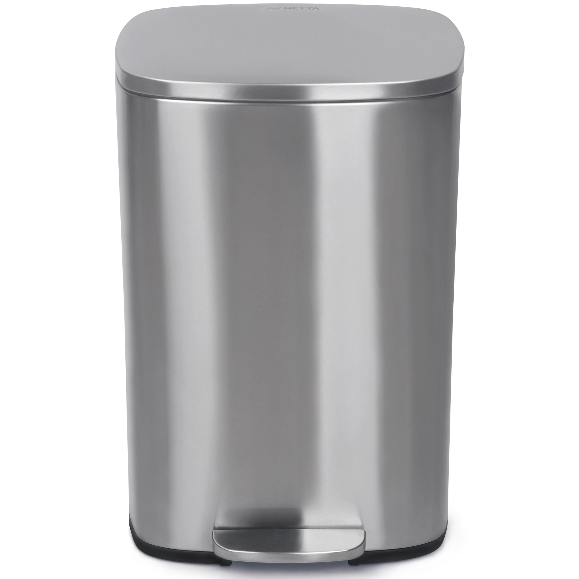 NETTA Kitchen Pedal Bin 50L Smudge Resistant with Inner Bucket, Brushed Stainless Steel Rubbish Bin, Soft Close