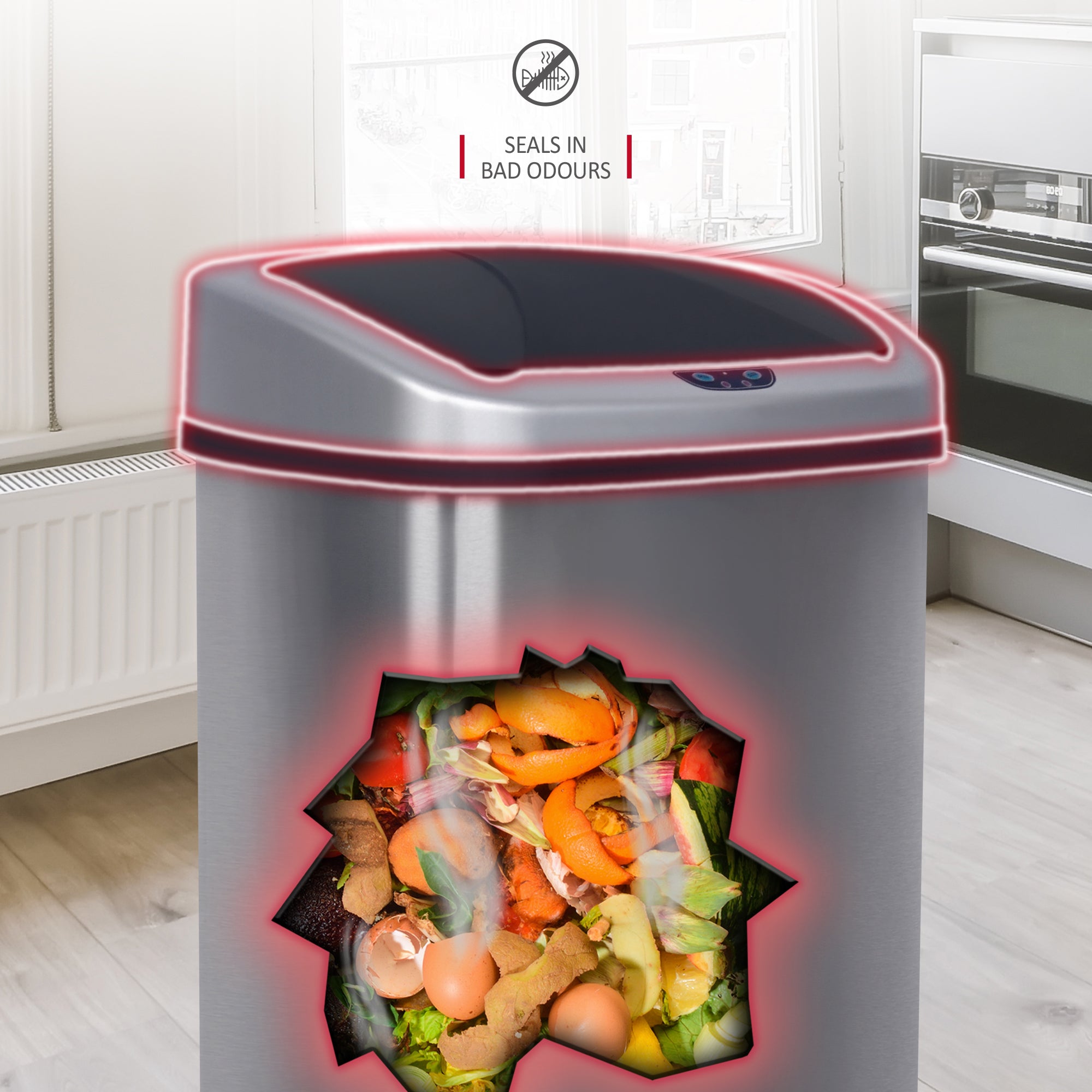 NETTA Kitchen Bin 70L, Large Touch-Free Automatic Motion Sensor Waste Rubbish Bin