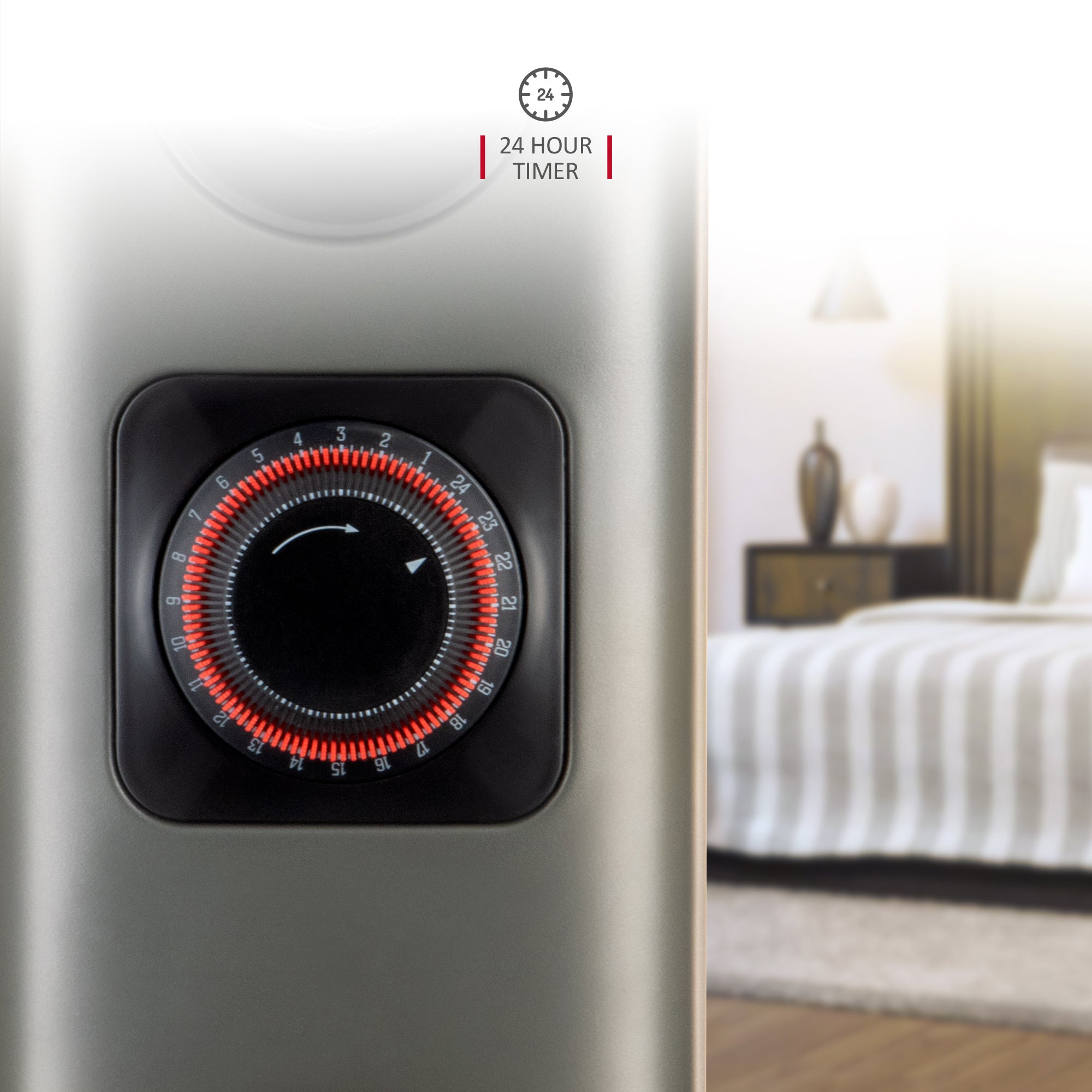 NETTA Electric Oil Filled Radiator 2500W, Portable Heater with Thermostat & 24 Hour Timer, 3 Power Settings, 11 Fin