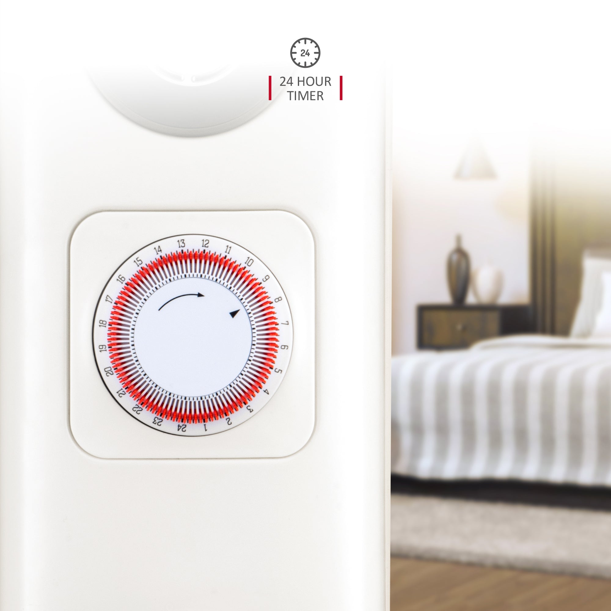 NETTA Electric Oil Filled Radiator 2500W, Portable Heater with Thermostat & 24 Hour Timer, 3 Power Settings, 11 Fin